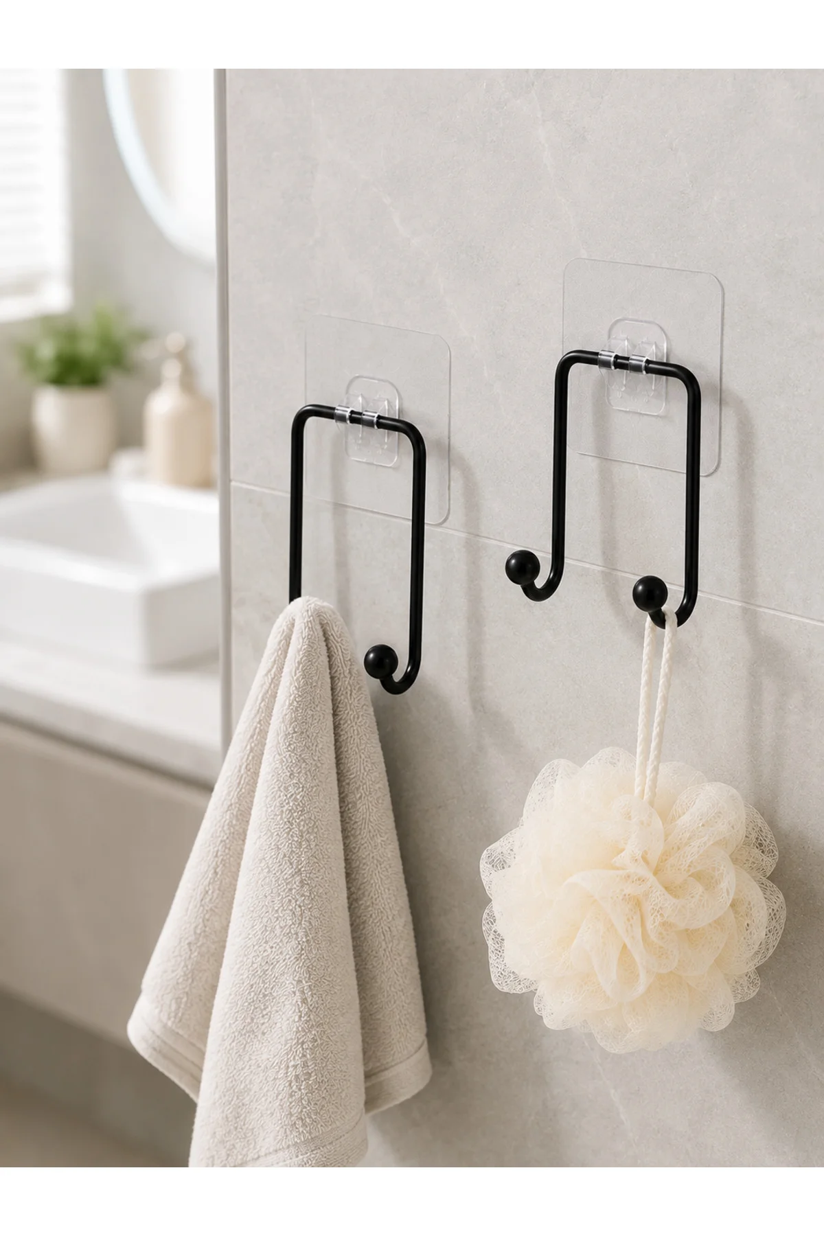 2 Adet Çok Amaçlı Yapışkanlı Askı Ev Mutfak Banyo Düzenleyici - Görsel 3