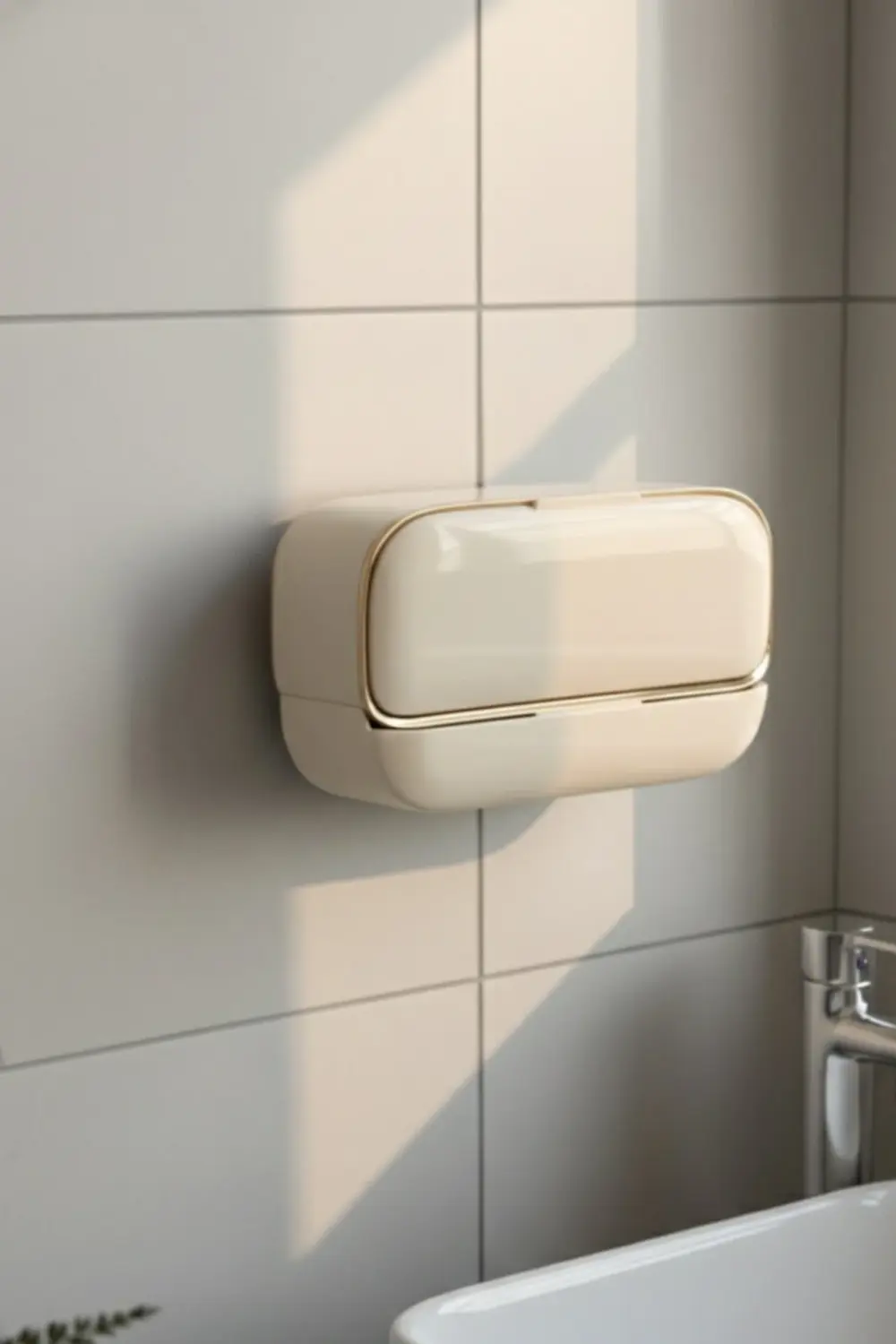 2 Adet Dekoratif Yeni Nesil Çift Bölmeli Sabunluk Seti, Yapışabil