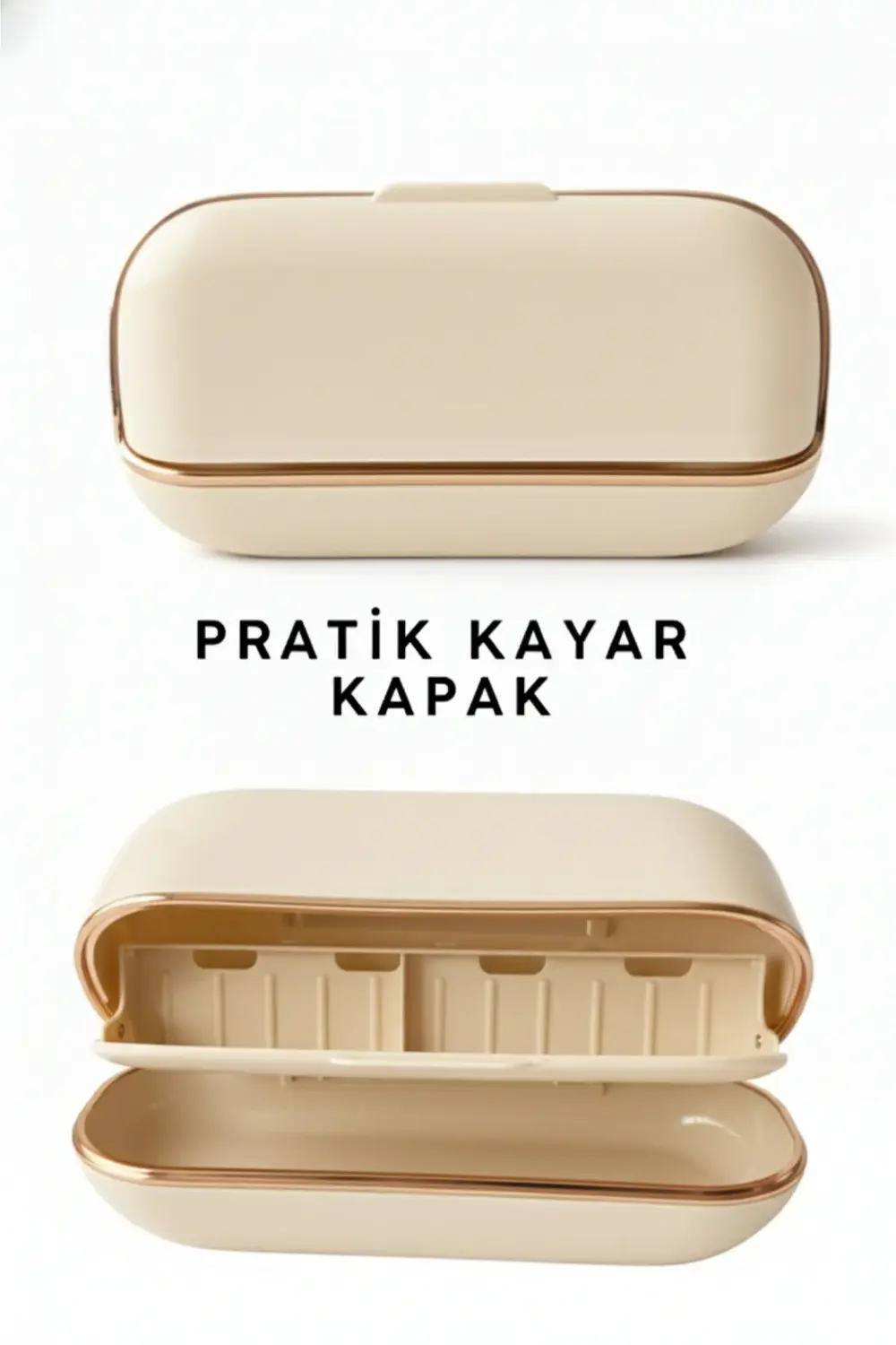 2 Adet Dekoratif Yeni Nesil Çift Bölmeli Sabunluk Seti, Yapışabil