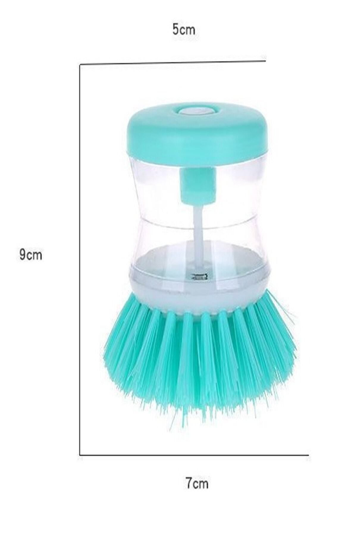 2 adet Deterjan Hazneli Kullanışlı Banyo Bulaşık Fırçası Butonlu 