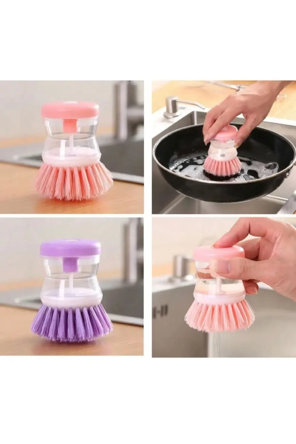 2 adet Deterjan Hazneli Bulaşık Yıkama Fırçası