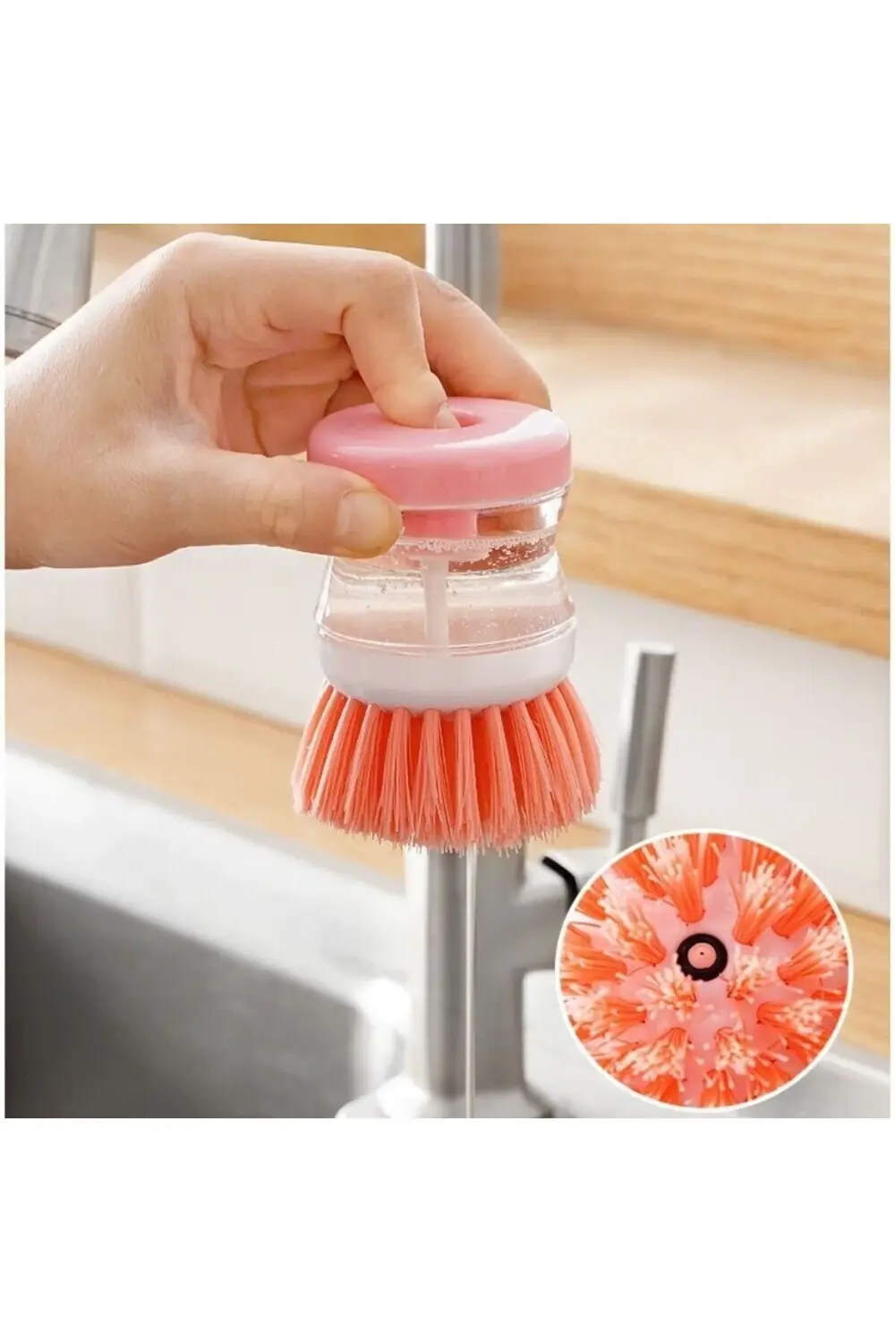 2 adet Deterjan Hazneli Bulaşık Yıkama Fırçası