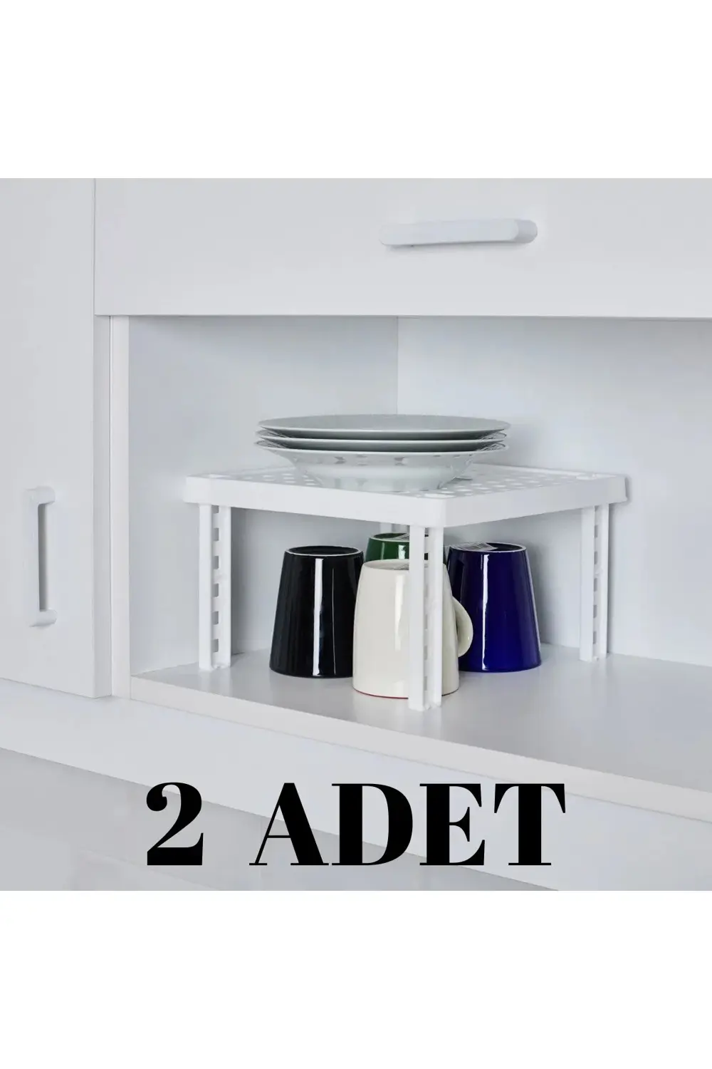 2 Adet Dolap İçi Düzenleyici Raf Kare Yükseltici Raf İstiflenebil