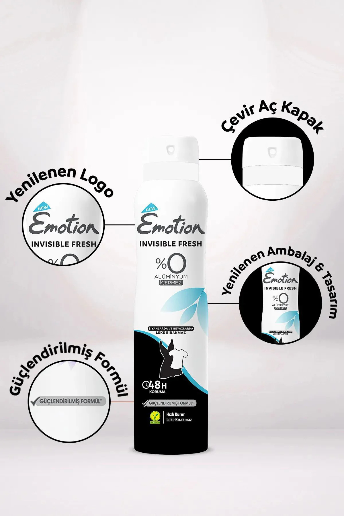 2 Adet Emotion Invisible Fresh Black & White Kadın Deodorant 150m