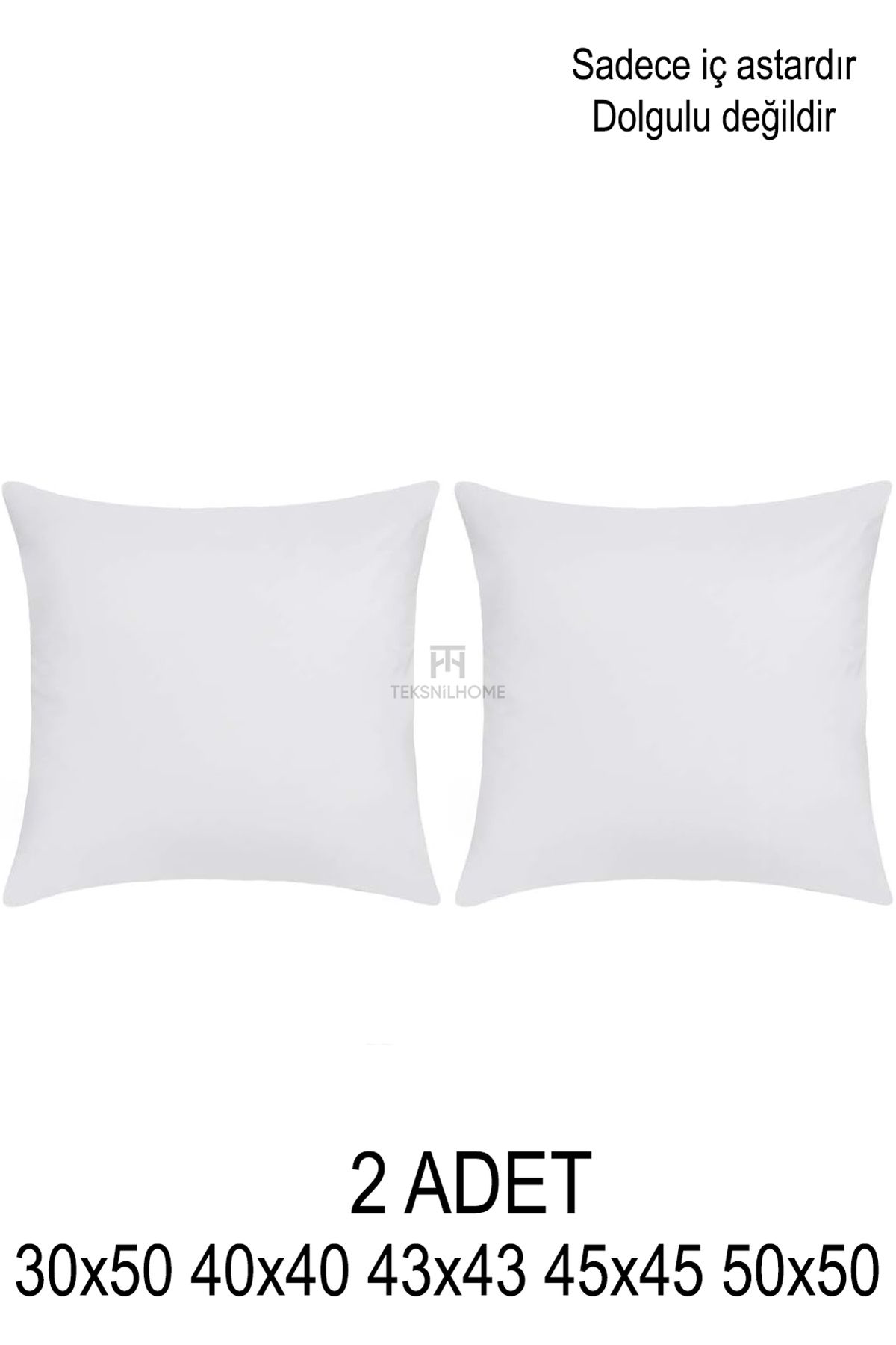 Teksnil Home 2 Adet Fermuarlı Kırlent İç Astarı 5 Ebat Kırlent İçi Yastık Kılı