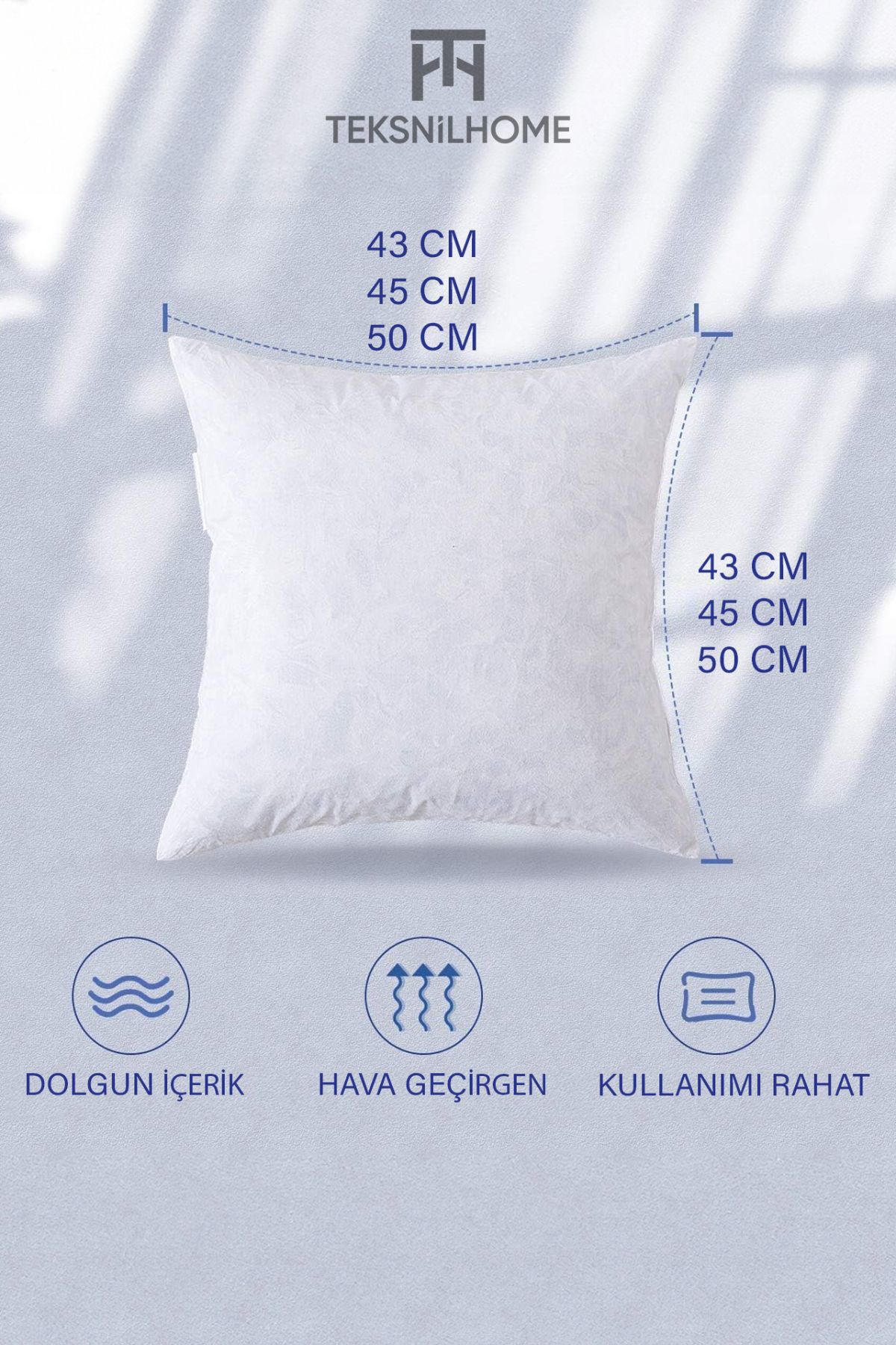 Teksnil Home 2 Adet Fermuarlı Kırlent İç Astarı 5 Ebat Kırlent İçi Yastık Kılı