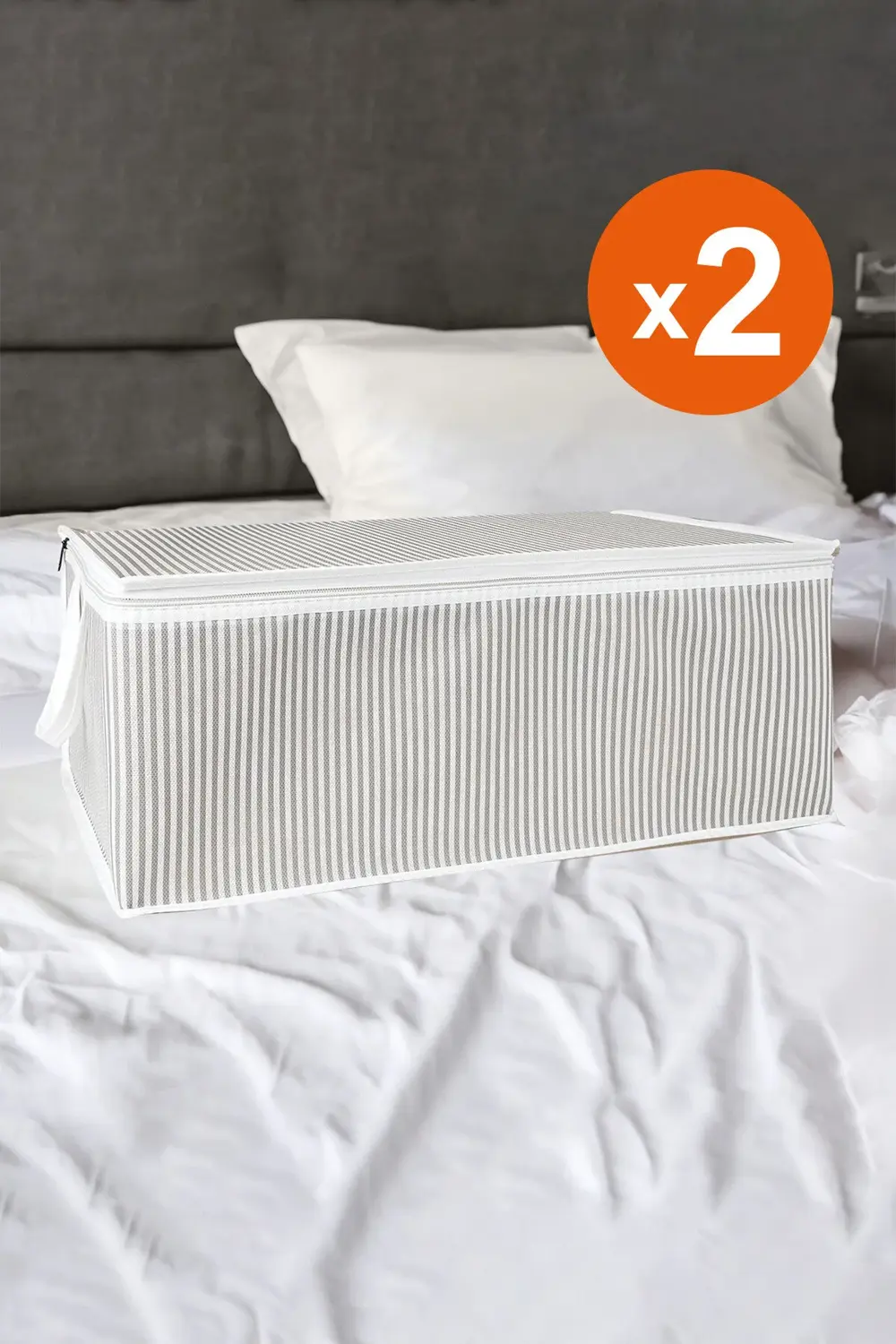 Pazar Kapısı 2 Adet Gri Çizgili Hurç Baza Altı Hurç 30X50x20 Cm