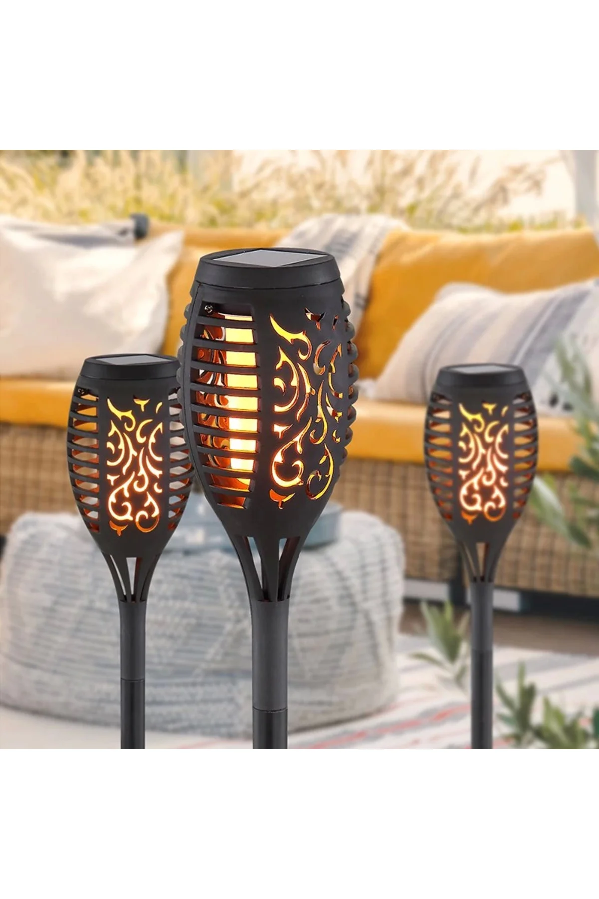 2 Adet Güneş Enerjili Bahçe Çim Aydınlatması Ledli Ip44 Alevli 15940