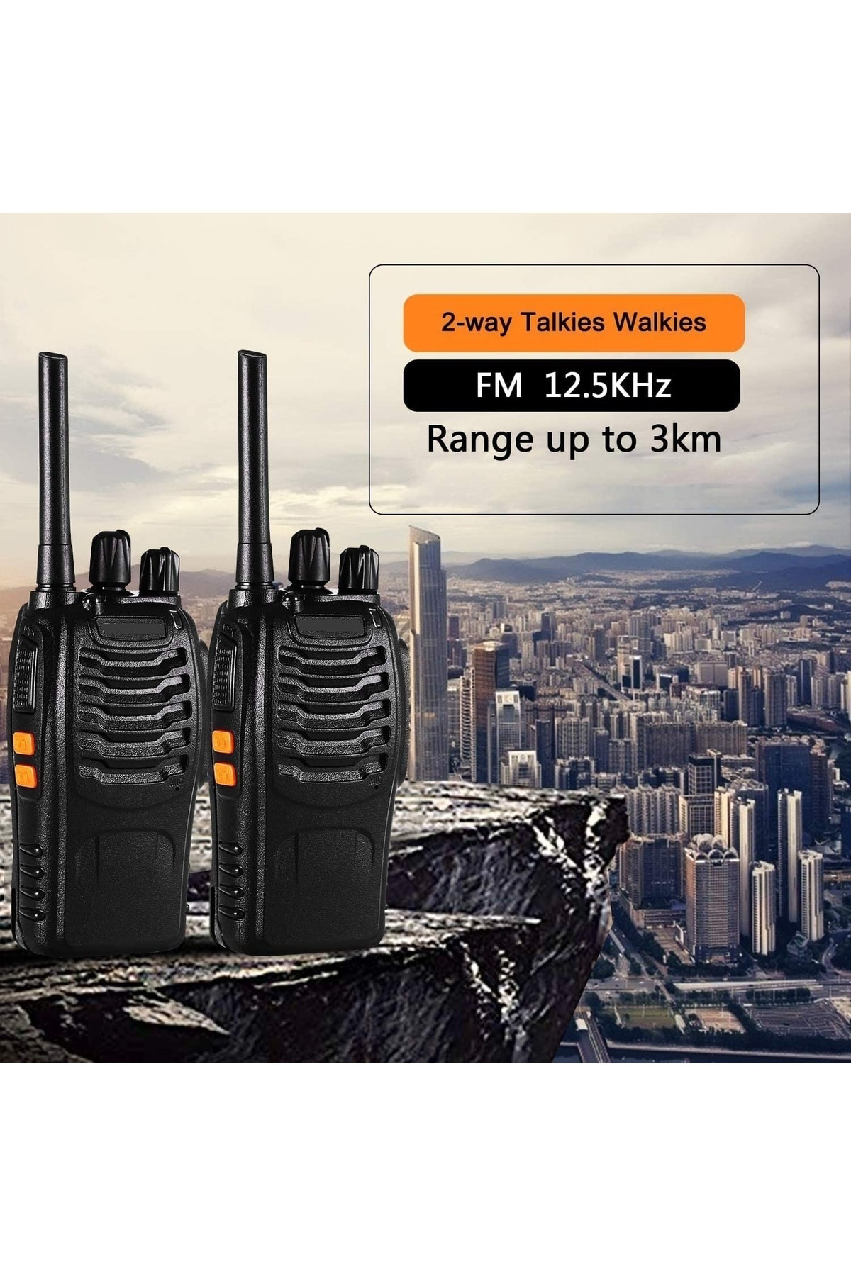 2 Adet Güvenlik İnşaat Şantiye Vinç Asansör Telsiz Seti Pratik Ku