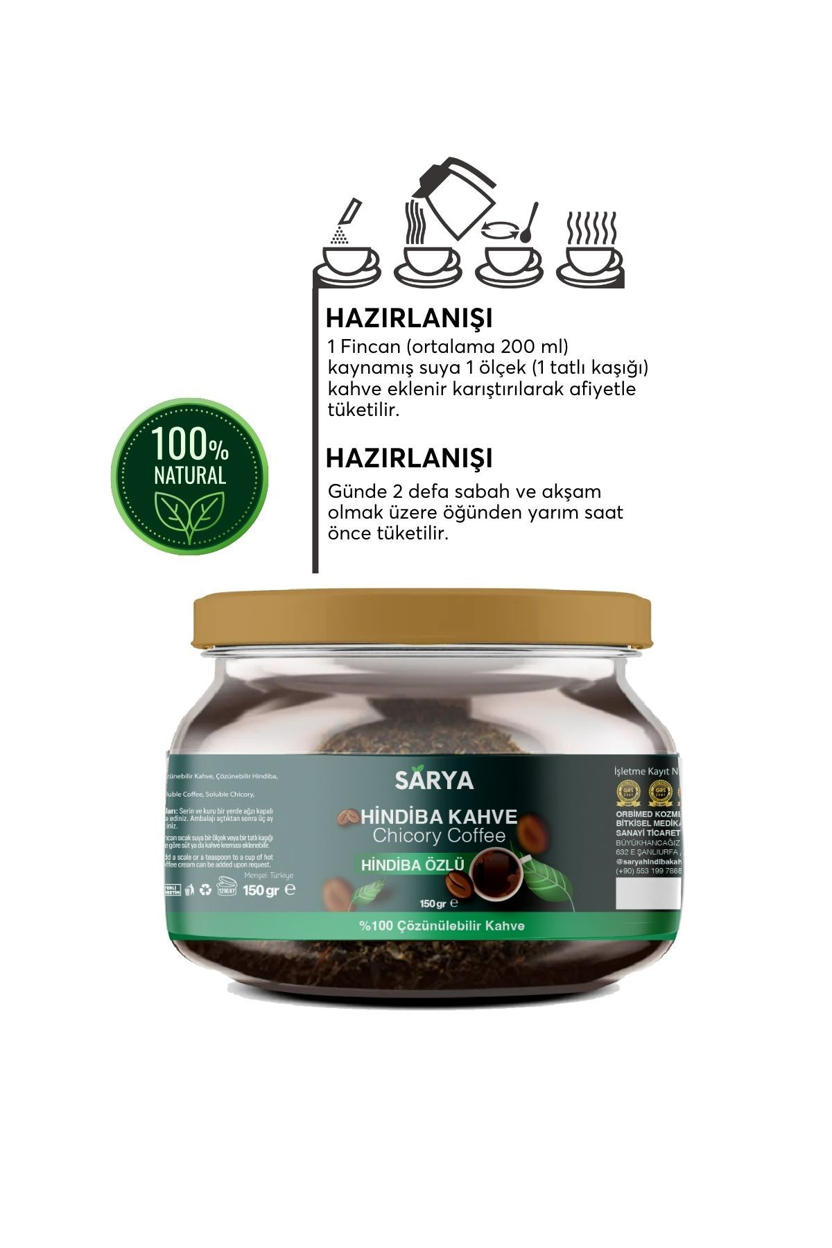 2 Adet Hindiba Kahve 2x 150 Gr 2 Adet Hindiba kahve