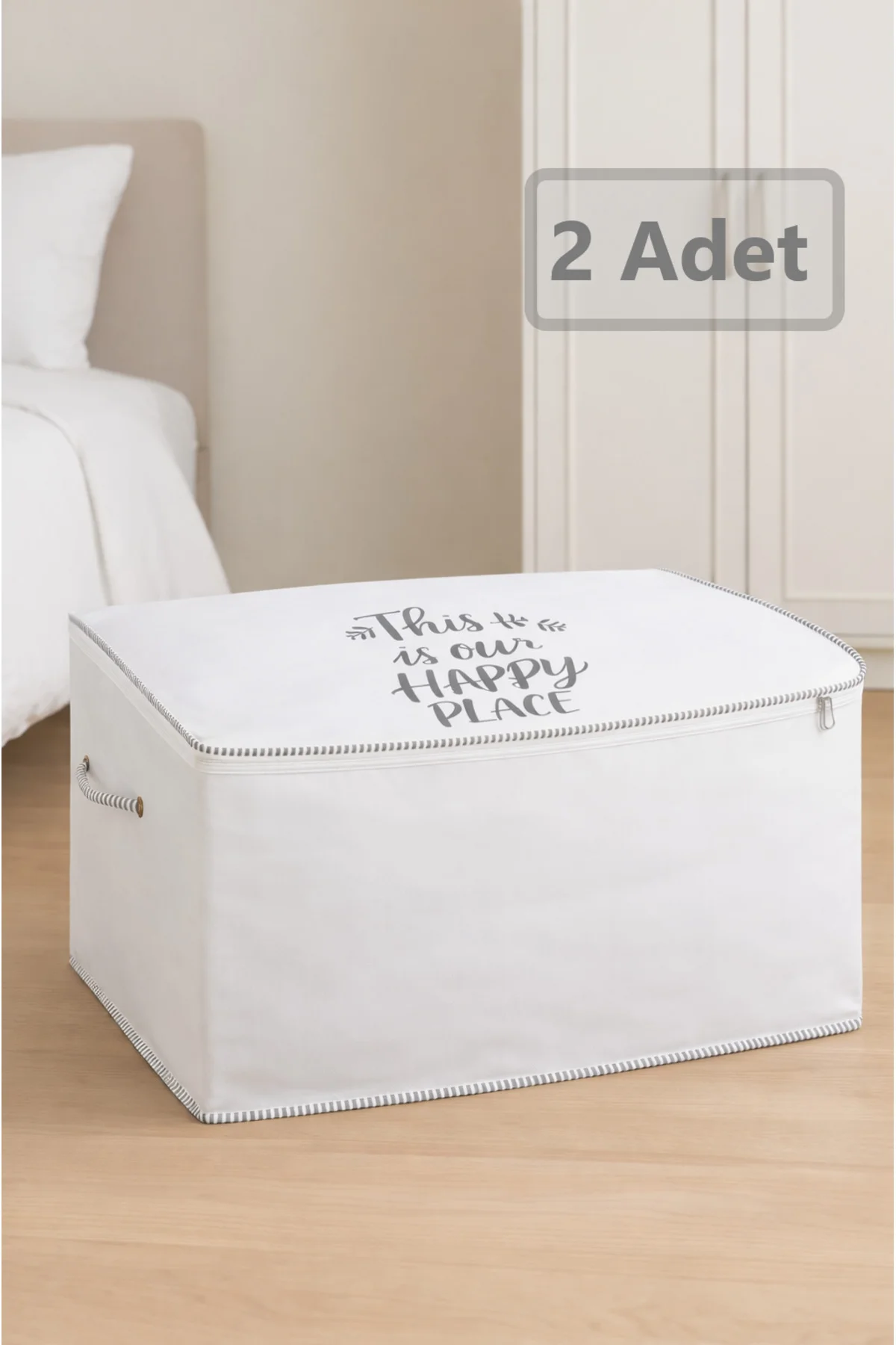 2 Adet İpli Baskılı Yorgan Hurcu Düzenleyici Organizer Hurç