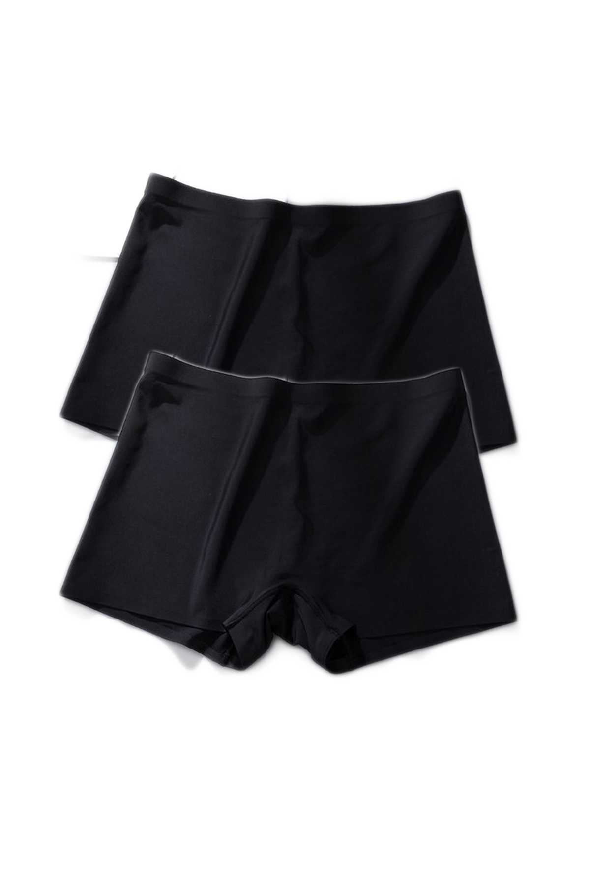 Just Cheap Store 2 Adet Kadin Dikişsiz Görünmez İz Yapmaz Mini Şort Boxer Siyah
