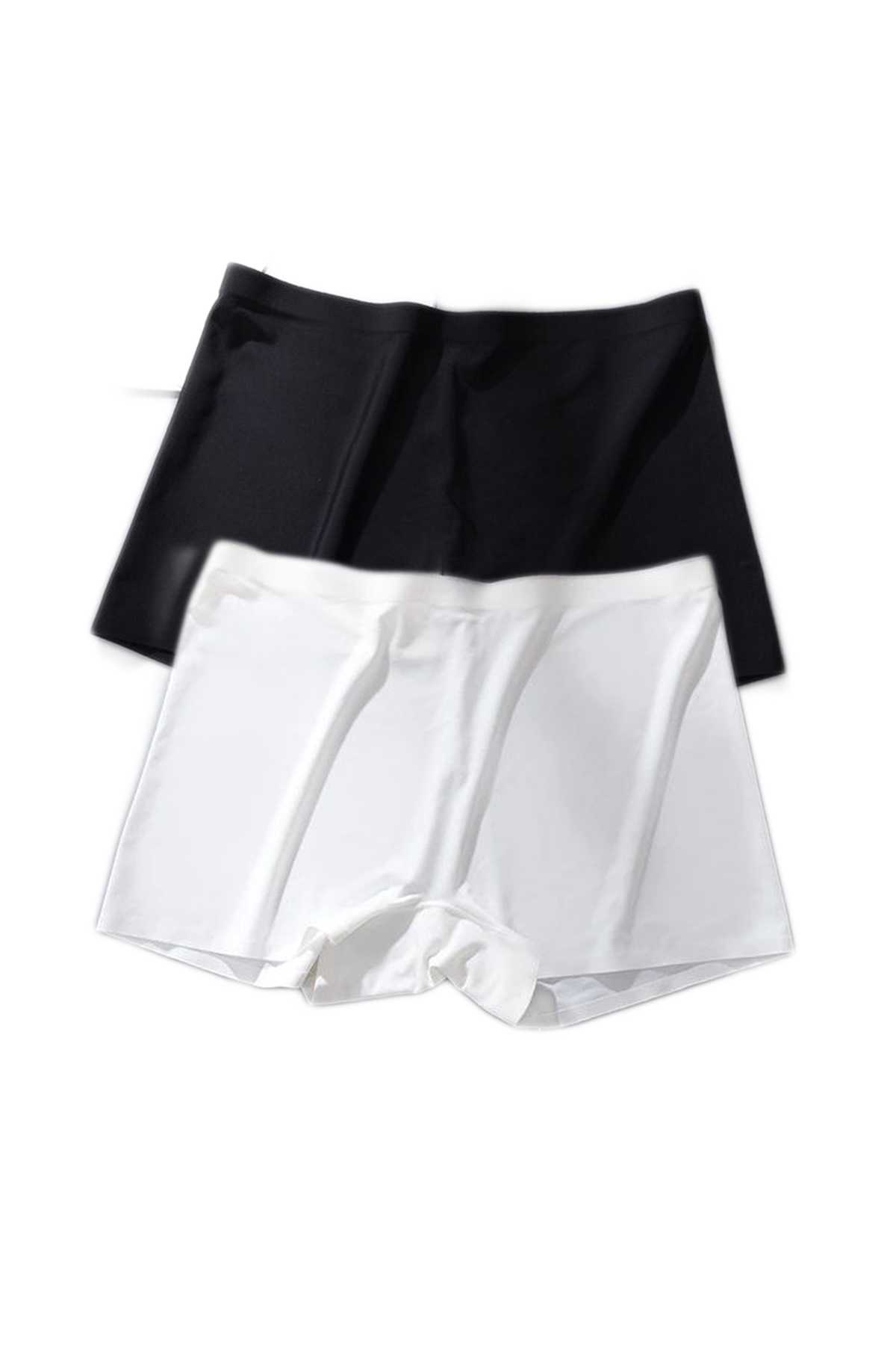 Just Cheap Store 2 Adet Kadin Dikişsiz Görünmez İz Yapmaz Mini Şort Boxer Siyah Be