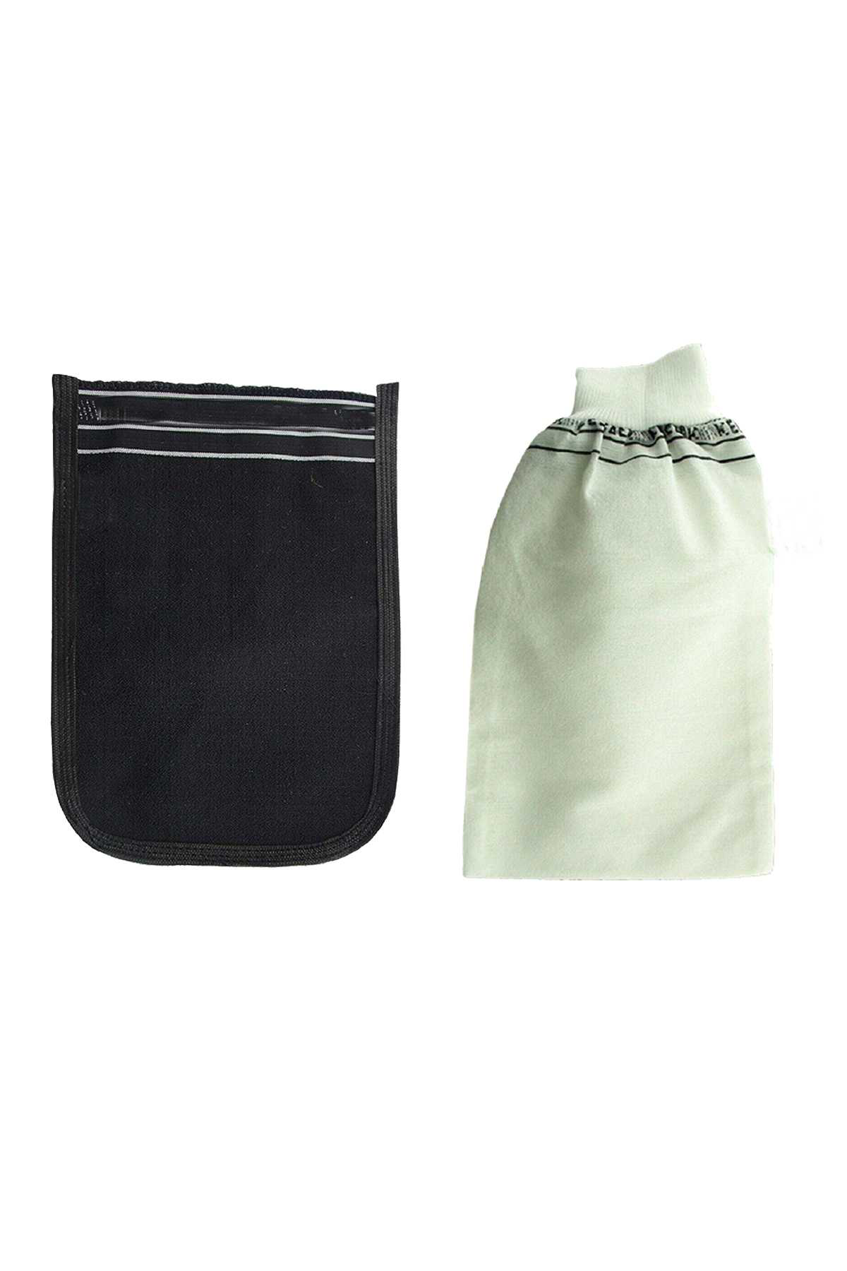 Just Cheap Store 2 Adet Kalin Siyah Ve Beyaz Hamam Kesesi 25X17 Cm