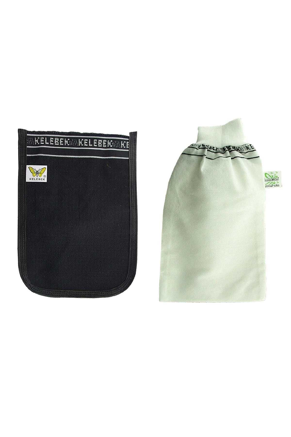 Aykan 2 Adet Kalin Siyah Ve Beyaz Hamam Kesesi 25X17 Cm - Ayk3550-6972