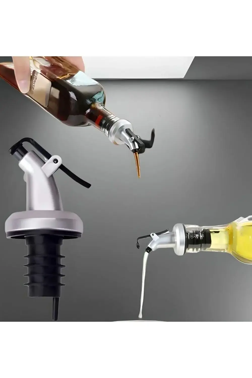 2 Adet Kapaklı Şişe Ucu Servis Aparatı Damlalık Yağdanlık Tıpa Ta