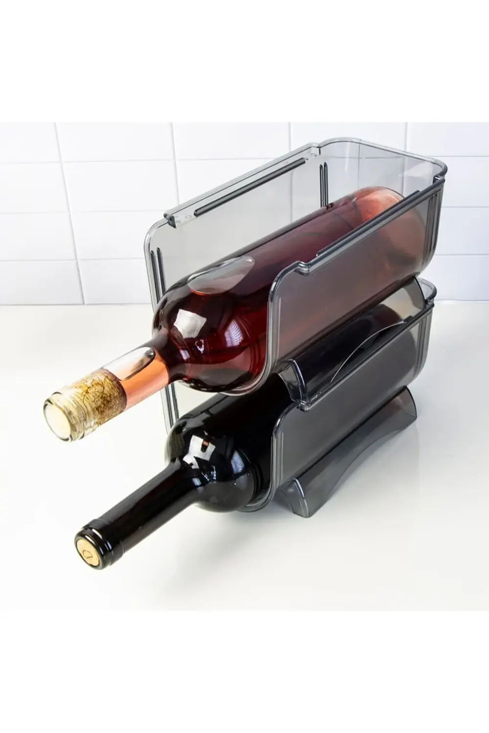 2 Adet Kat Kat Istiflenebilir Şişe Organizeri Şeffaf Raf 50819