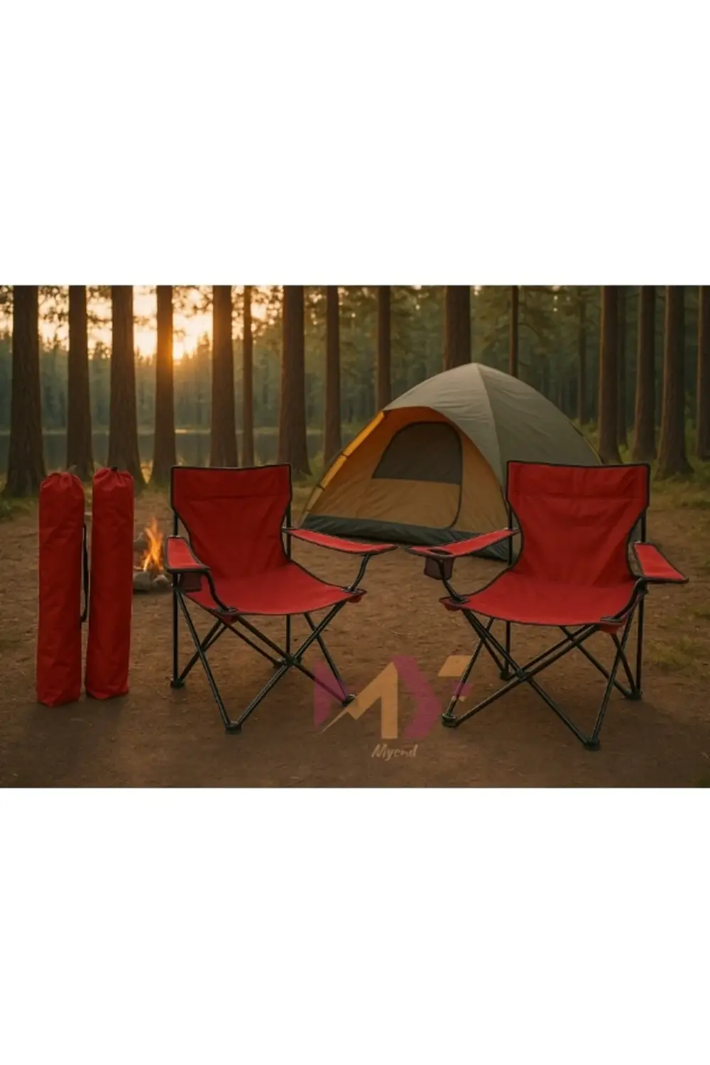2 Adet Katlanır Taşıma Çantalı Kamp Sandalyesi, Dış Ortam Portati