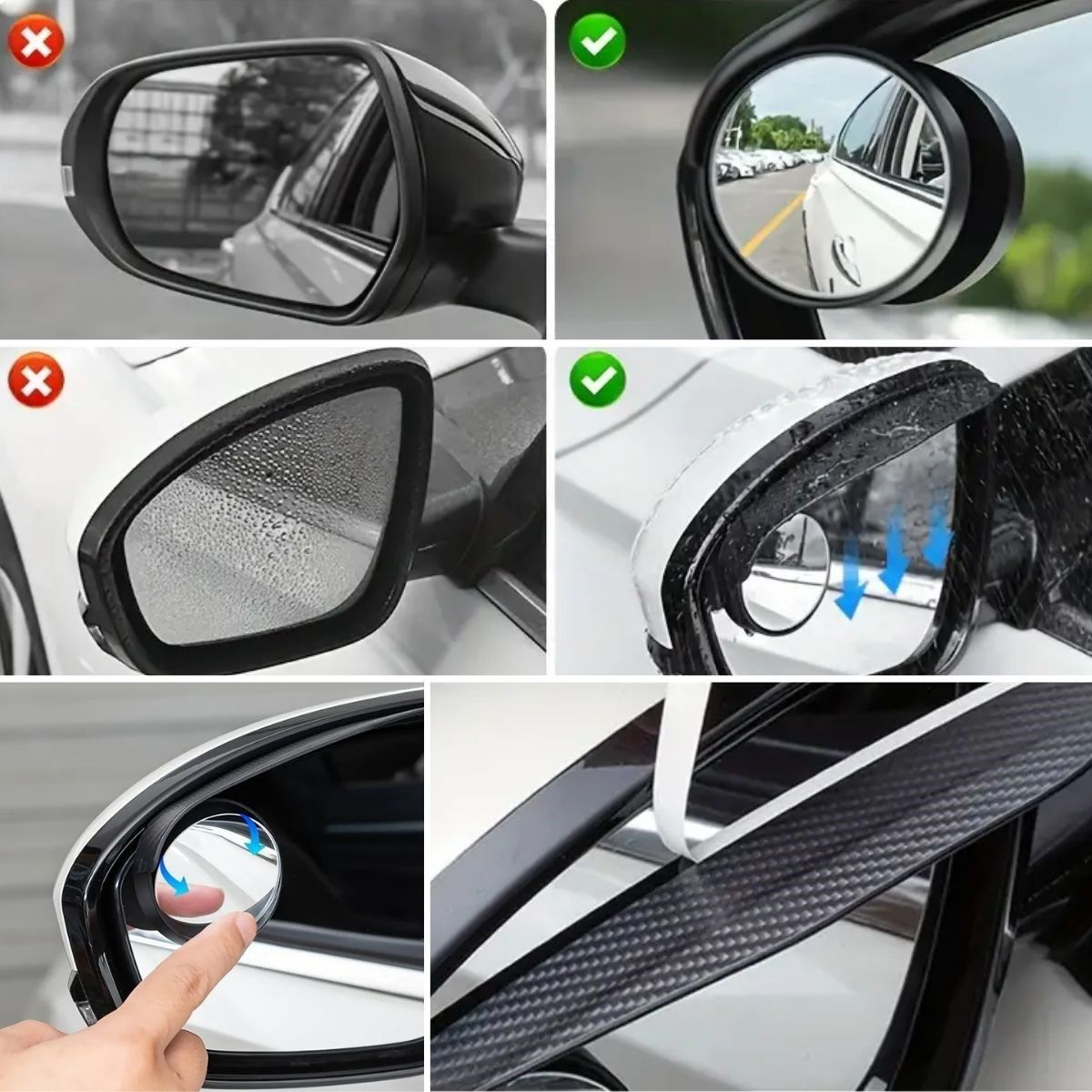 2 Adet Kendinden Aynalı Karbon Fiber Görünümlü Araba Yan Ayna Yağ