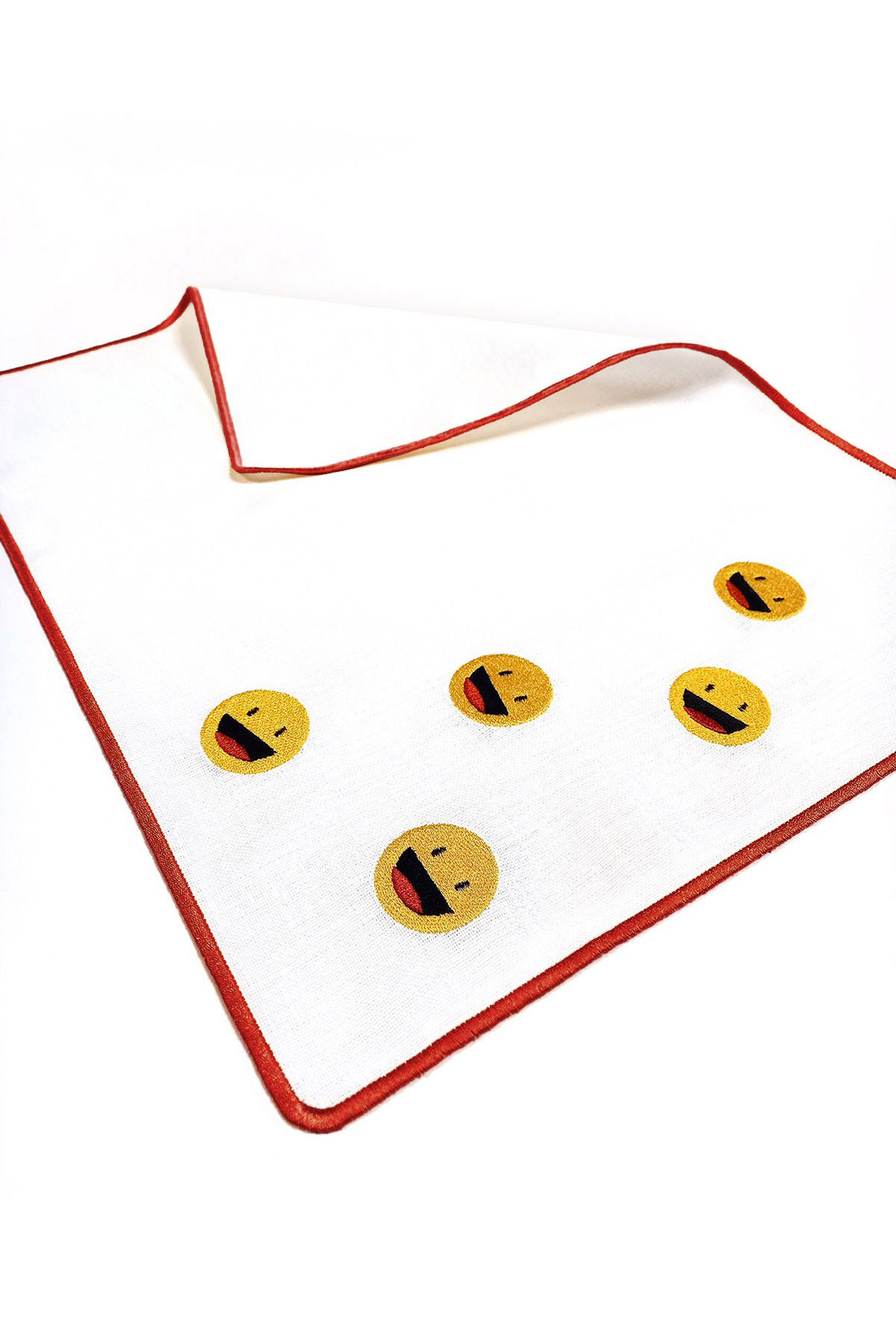 Artikel 2 Adet Kirmizi Sargili Gülen Yüz, Emoji Desenli Nakiş İşlemeli Am