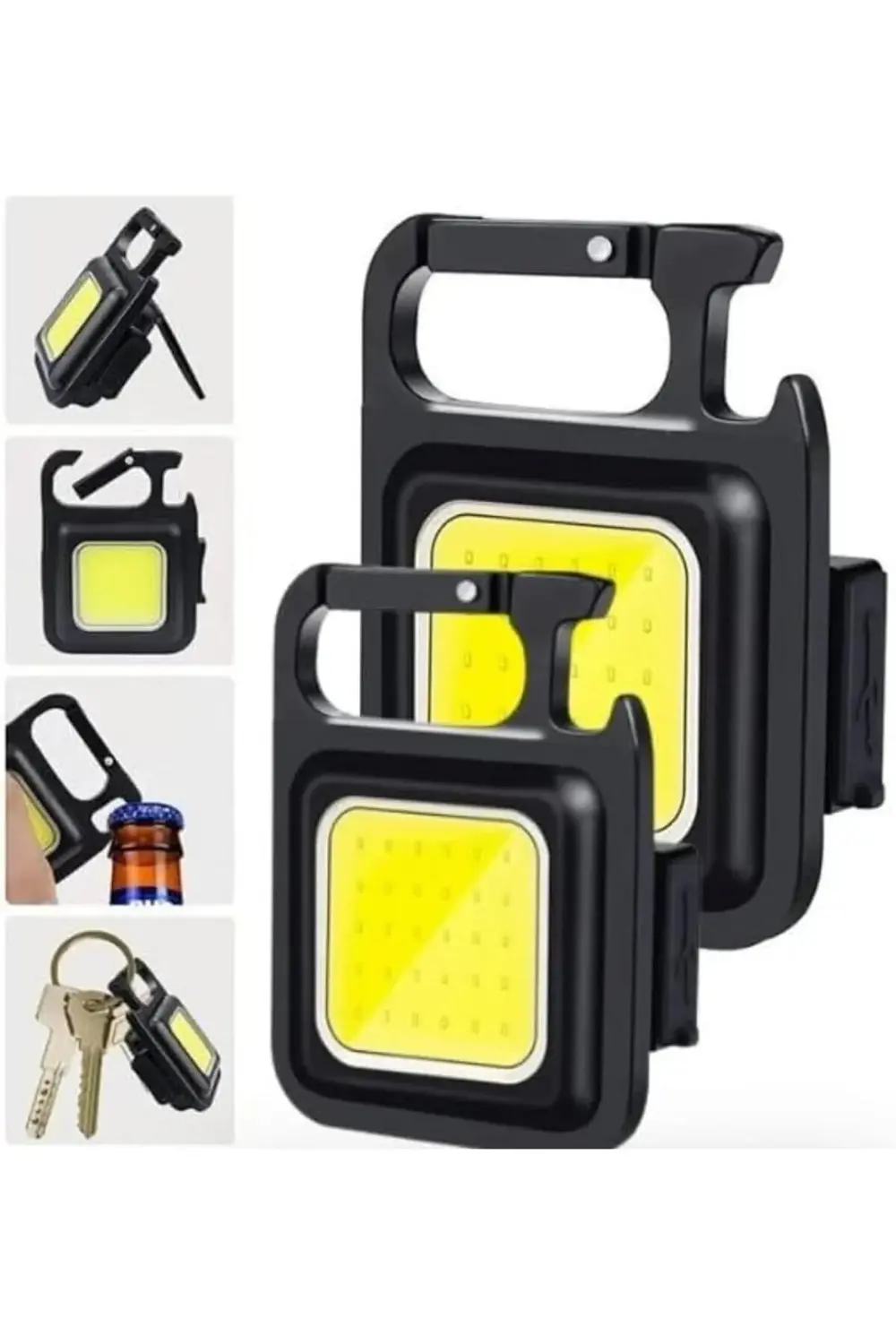 2 Adet Led Anahtarlıklı Metal Kasa El Şişe Açacağı Usb’li Şarj Ed