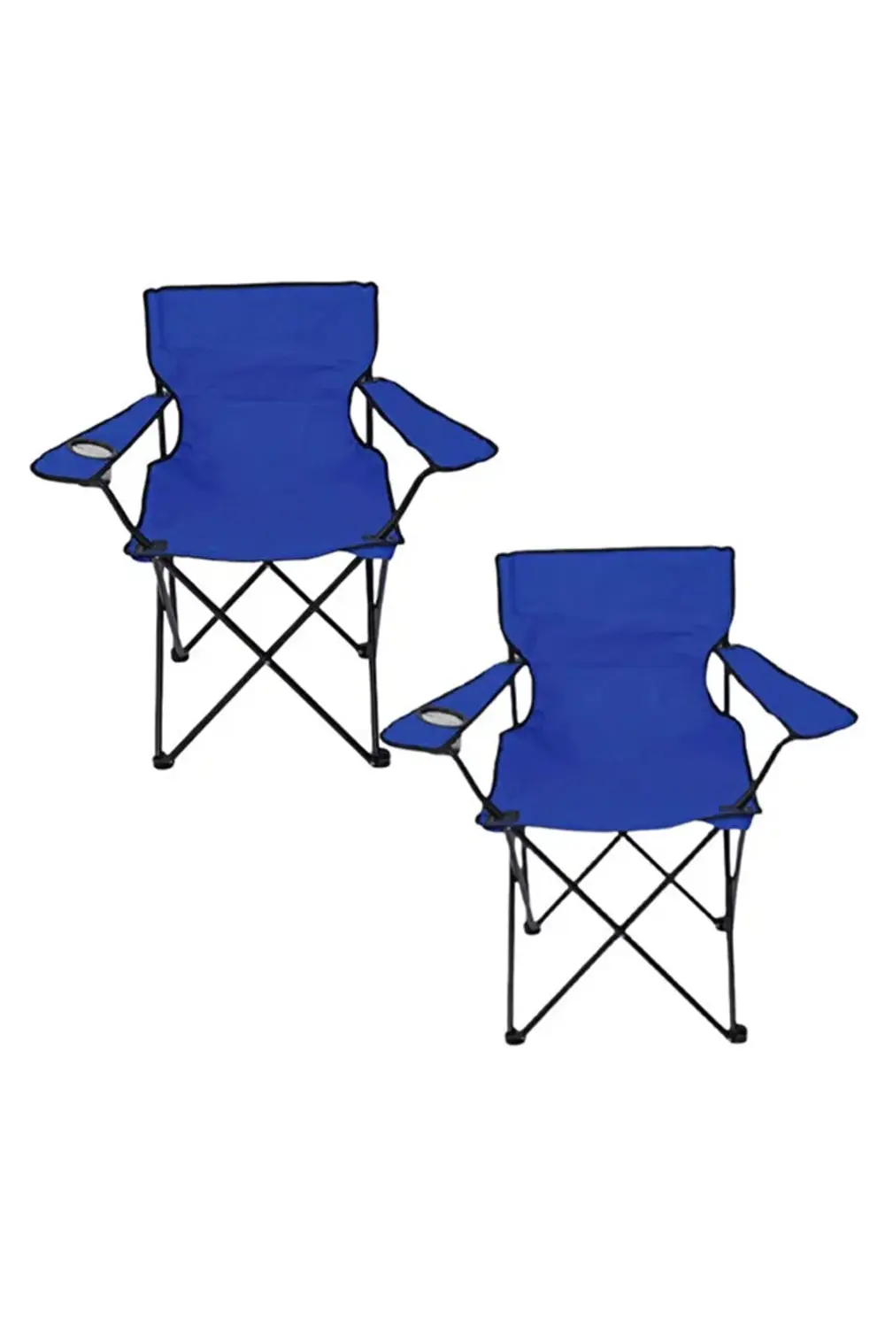 2 Adet Mavi / Lacivert Katlanır Kamp Sandalyesi 1 Adet Masa Pikni