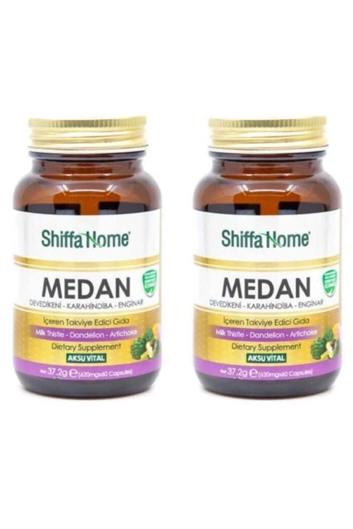 2 Adet Medan Devedikeni-Enginar-Hindiba 620 mg-60 Kapsül