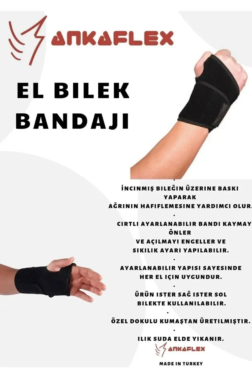 2 Adet Medikal Ortopedik El Bilek Bandajı Statik El Bilek Ateli S