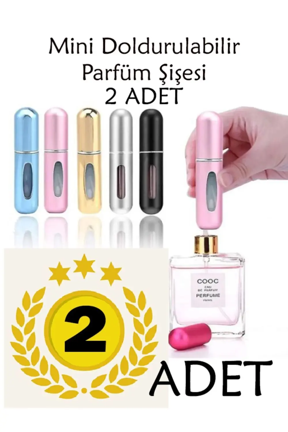 2 ADET Mini Dolabilir Cep Küçük Boş Taşınabilir Parfüm Şişesi Kad