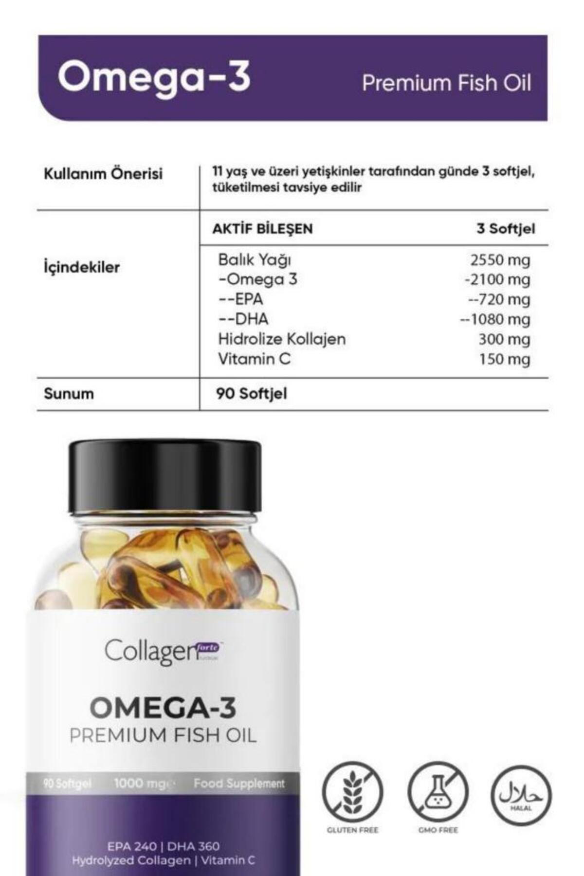 2 Adet Omega-3 Premium Fish Oil 90 Softgel X 1000mg, Balık Yağı, 