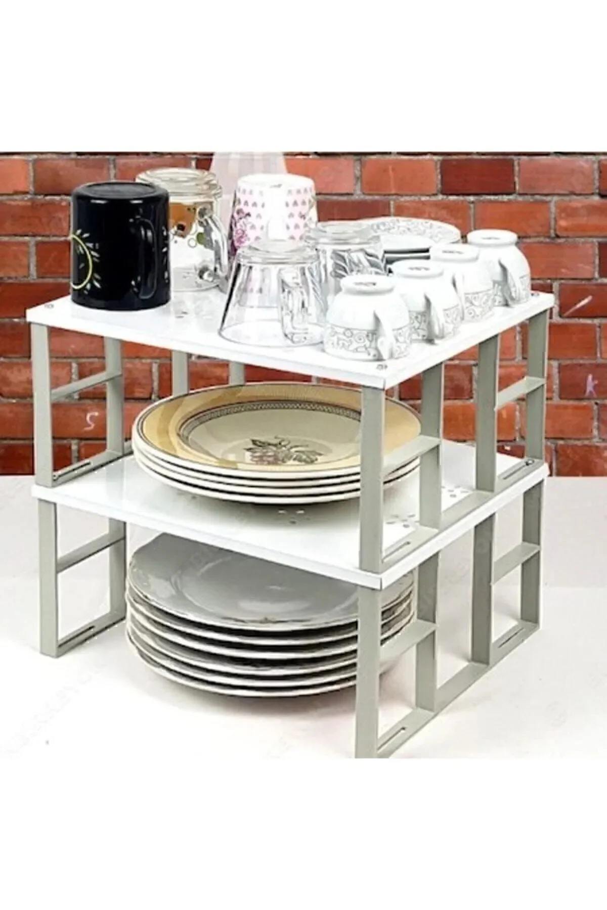 2 Adet Organizer Büyük Dolap İçi Düzenleyici Metal Raf, Bardak Ra