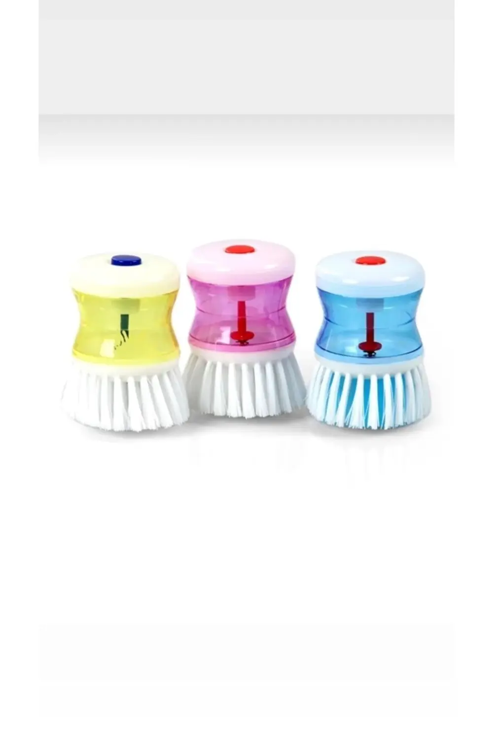 2 Adet Plastik Hazneli Üstten Basmalı Bulaşık Fırçası