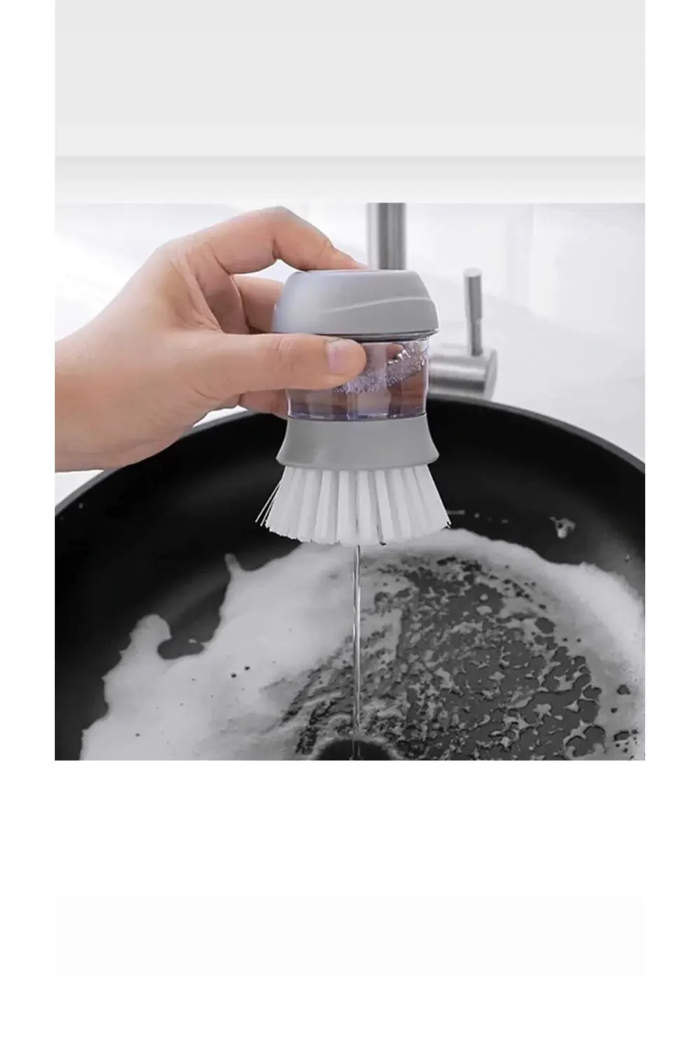 2 Adet Plastik Hazneli Üstten Basmalı Bulaşık Fırçası