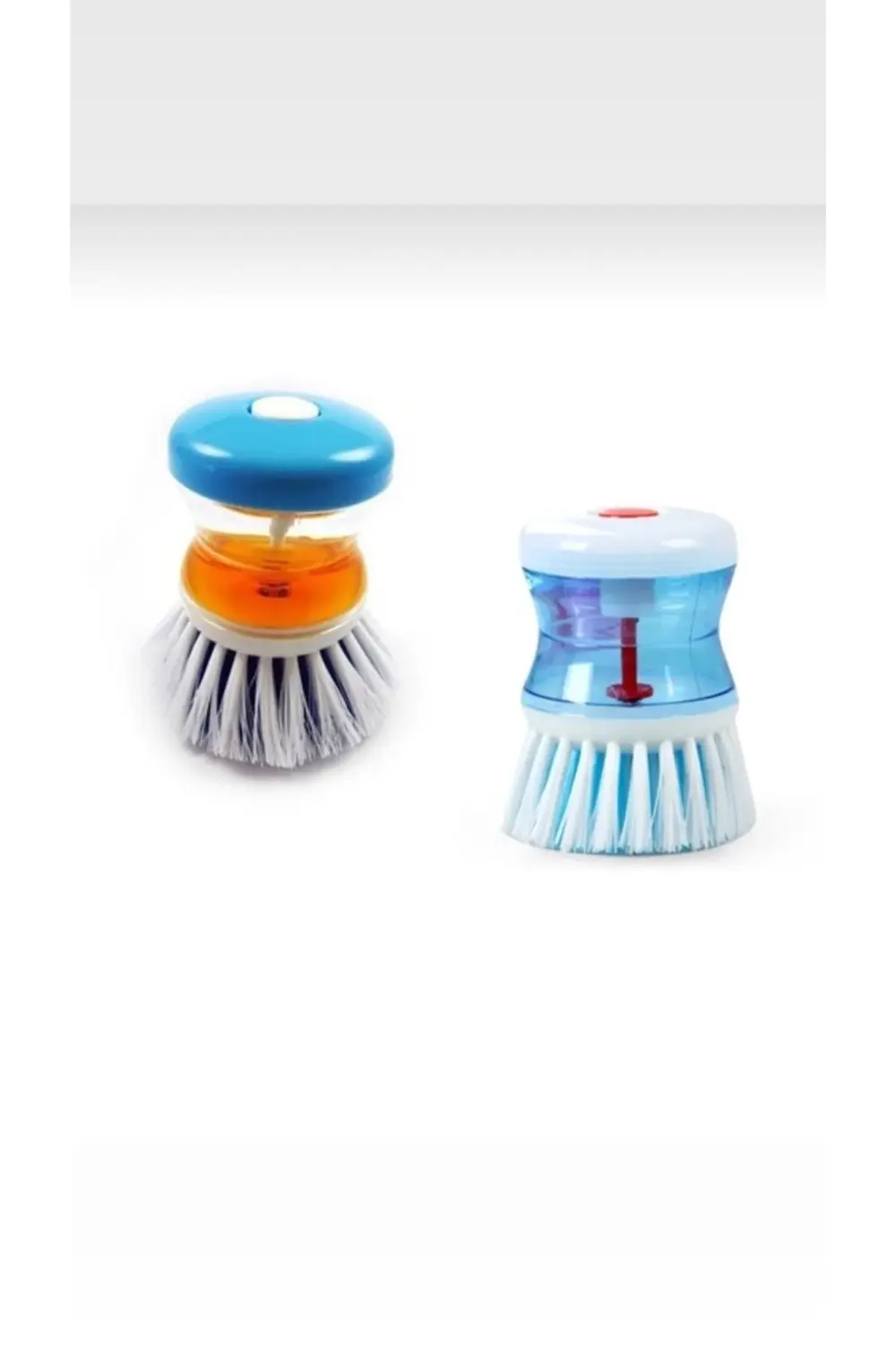 2 Adet Plastik Hazneli Üstten Basmalı Bulaşık Fırçası