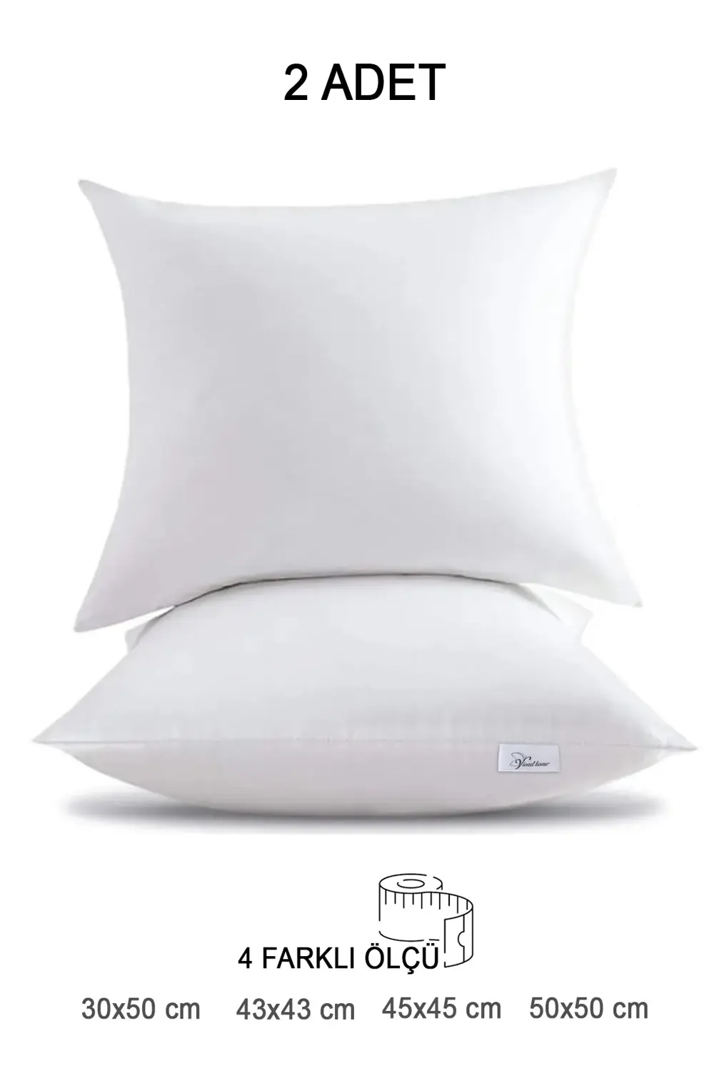 2 Adet Premium Kare Kırlent Iç Yastık 1.kalite Elyaf Dolgulu Tica