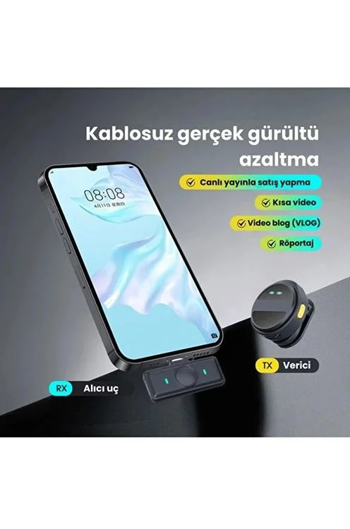 2 Adet Profesyonel Kablosuz Yaka Mikrofonu – Lighting ile Uyumlu, Manyetik Klipsli, Aktif Gürültü Engelleme Fiyatı, Yorumları ve Özellikleri