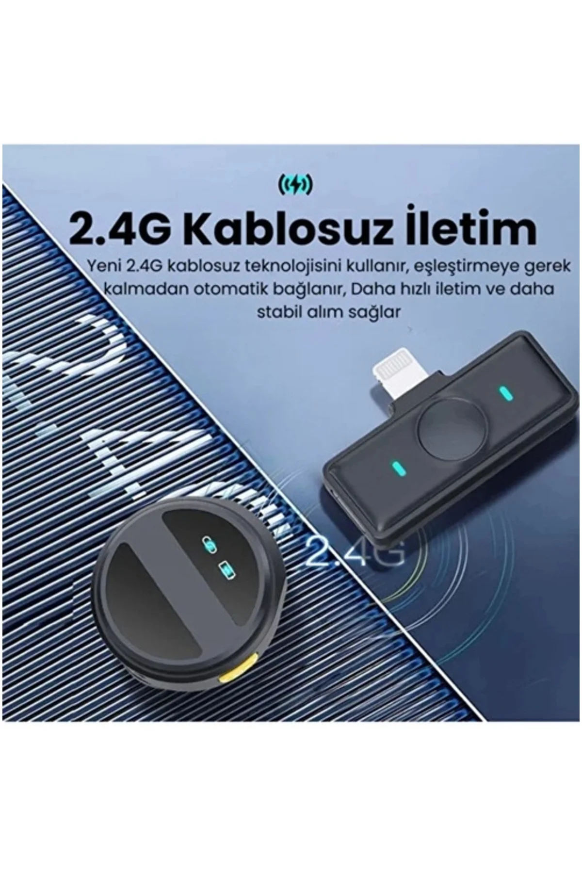 2 Adet Profesyonel Kablosuz Yaka Mikrofonu Lighting Uyumlu Manyet