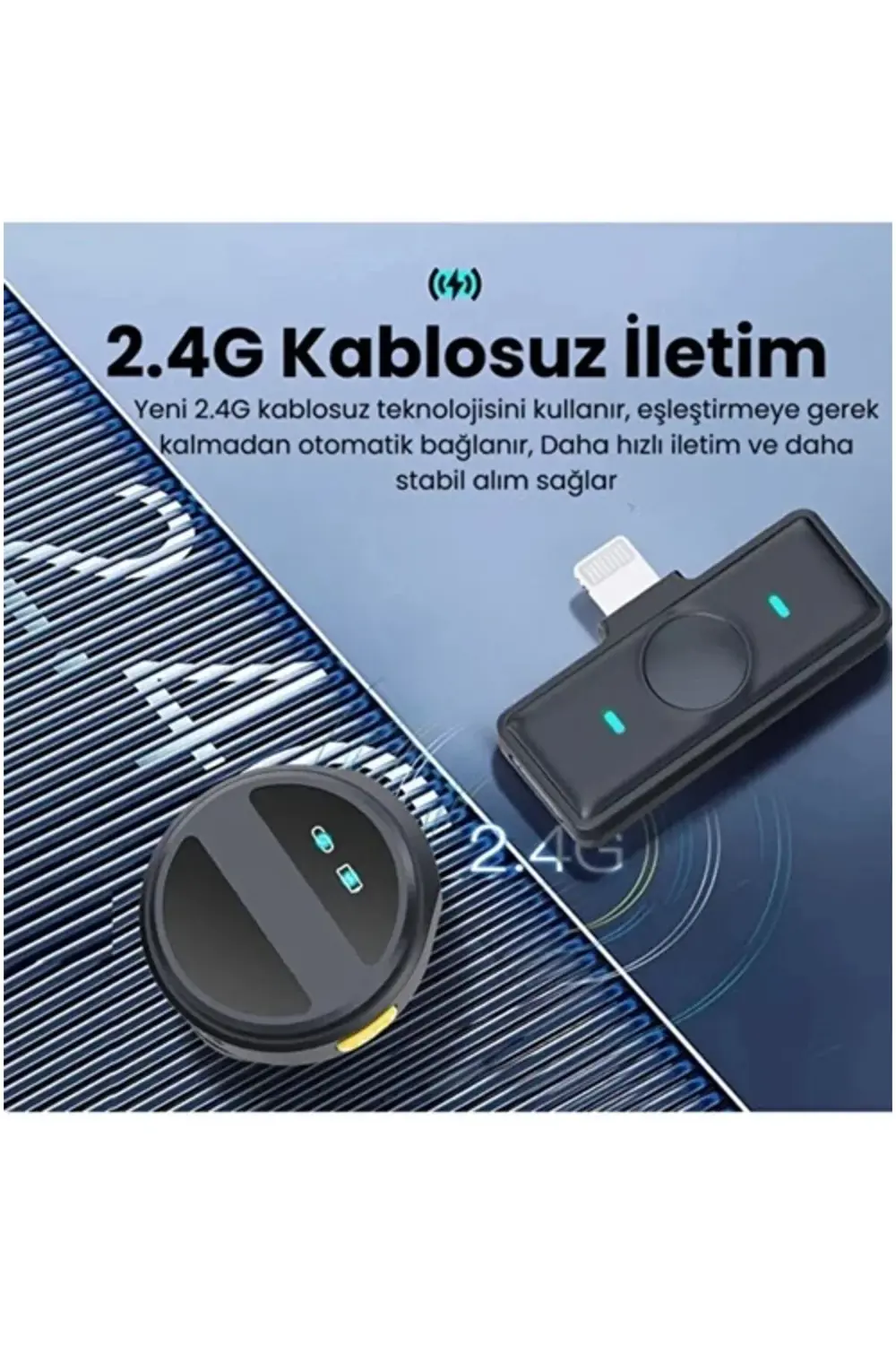 2 Adet Profesyonel Kablosuz Yaka Mikrofonu Lighting Uyumlu Manyet