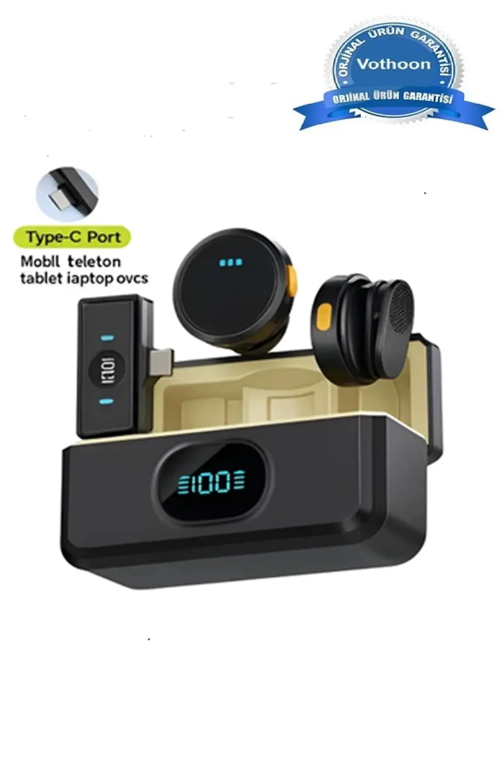 2 Adet Profesyonel Kablosuz Yaka Mikrofonu Typce Uyumlu Manyetik