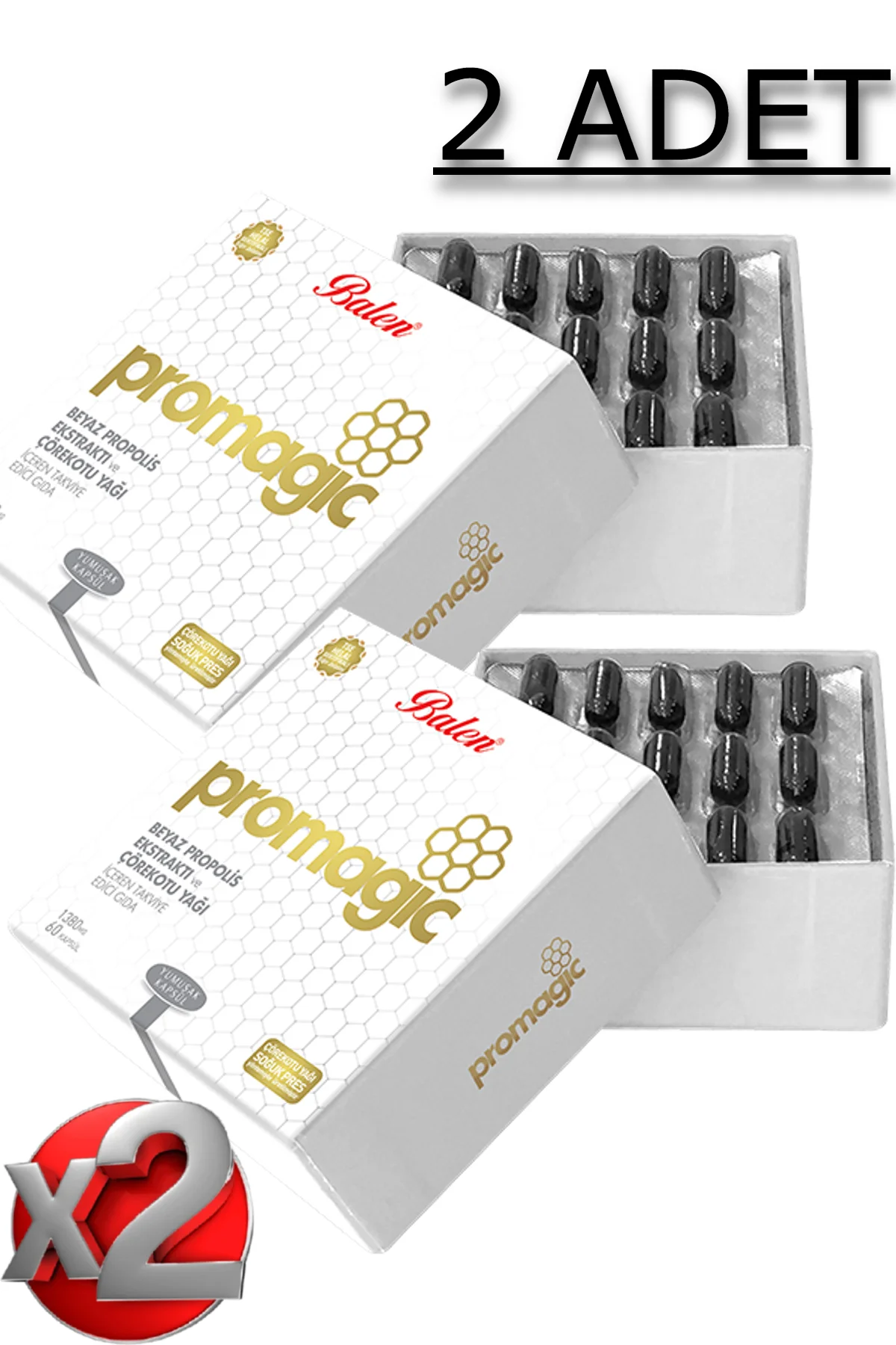 2 Adet Promagic Propolis Ekstraktı ve Çörekotu Yağı İçeren 60 Adet Yumuşak Kapsül