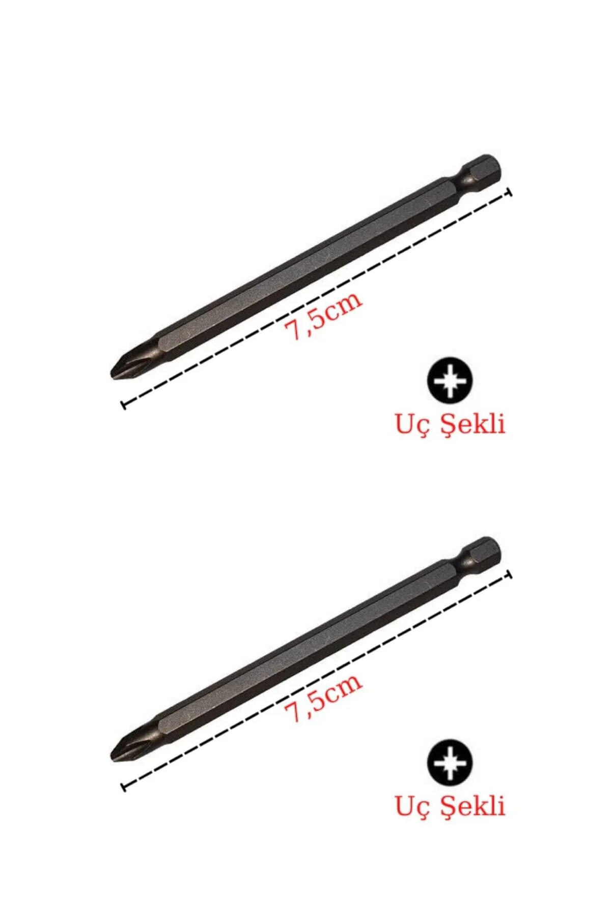 2 Adet  Pz2x75mm 7,5cm Yıldız Manyetik Bits Uç Vidalama Matkap Uc