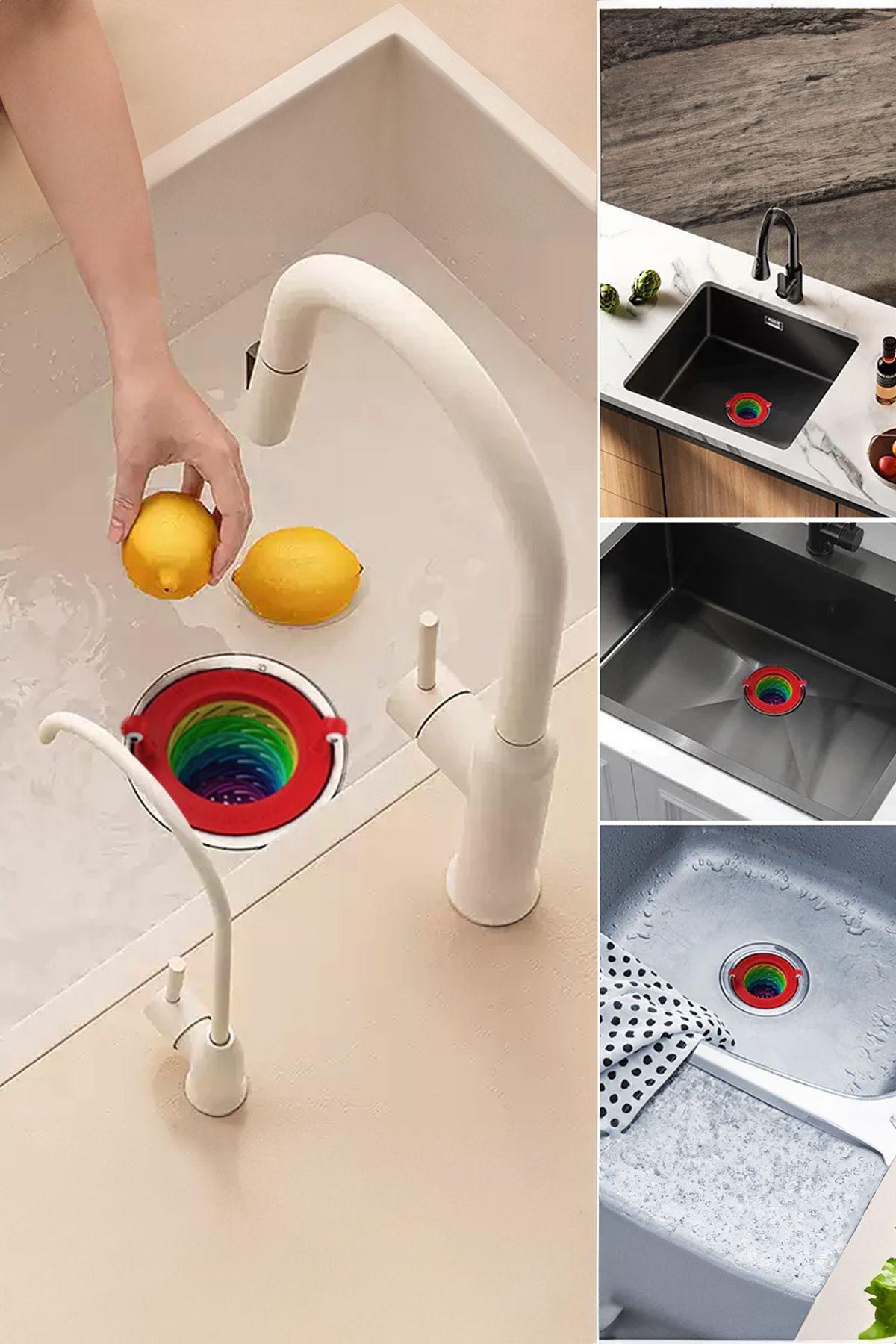 2 ADET Renkli 6 Kademeli Lavabo Süzgeci Birikintileri Toplar Raha