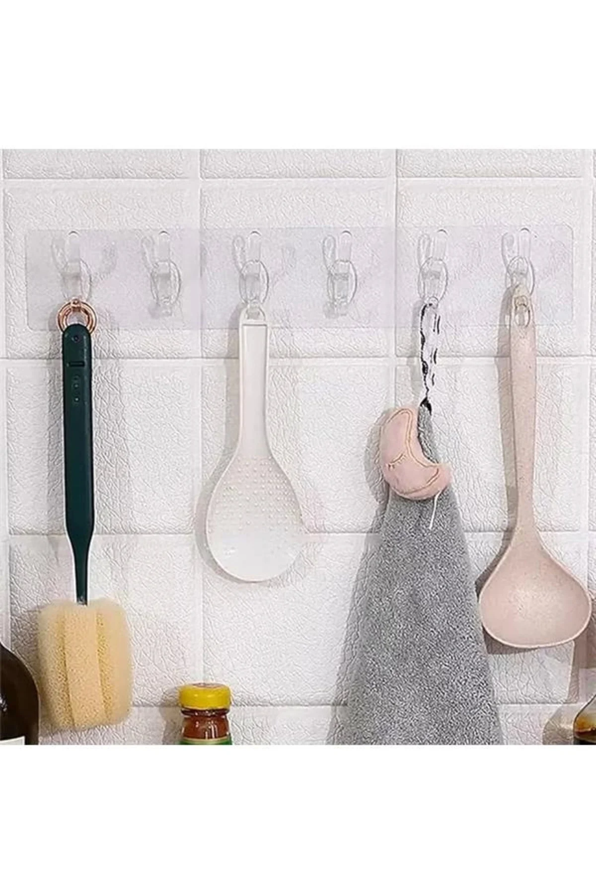 ® 2 Adet Şeffaf Duvar Askısı 5'li Iz Bırakmayan Güçlü Yapışkanlı 