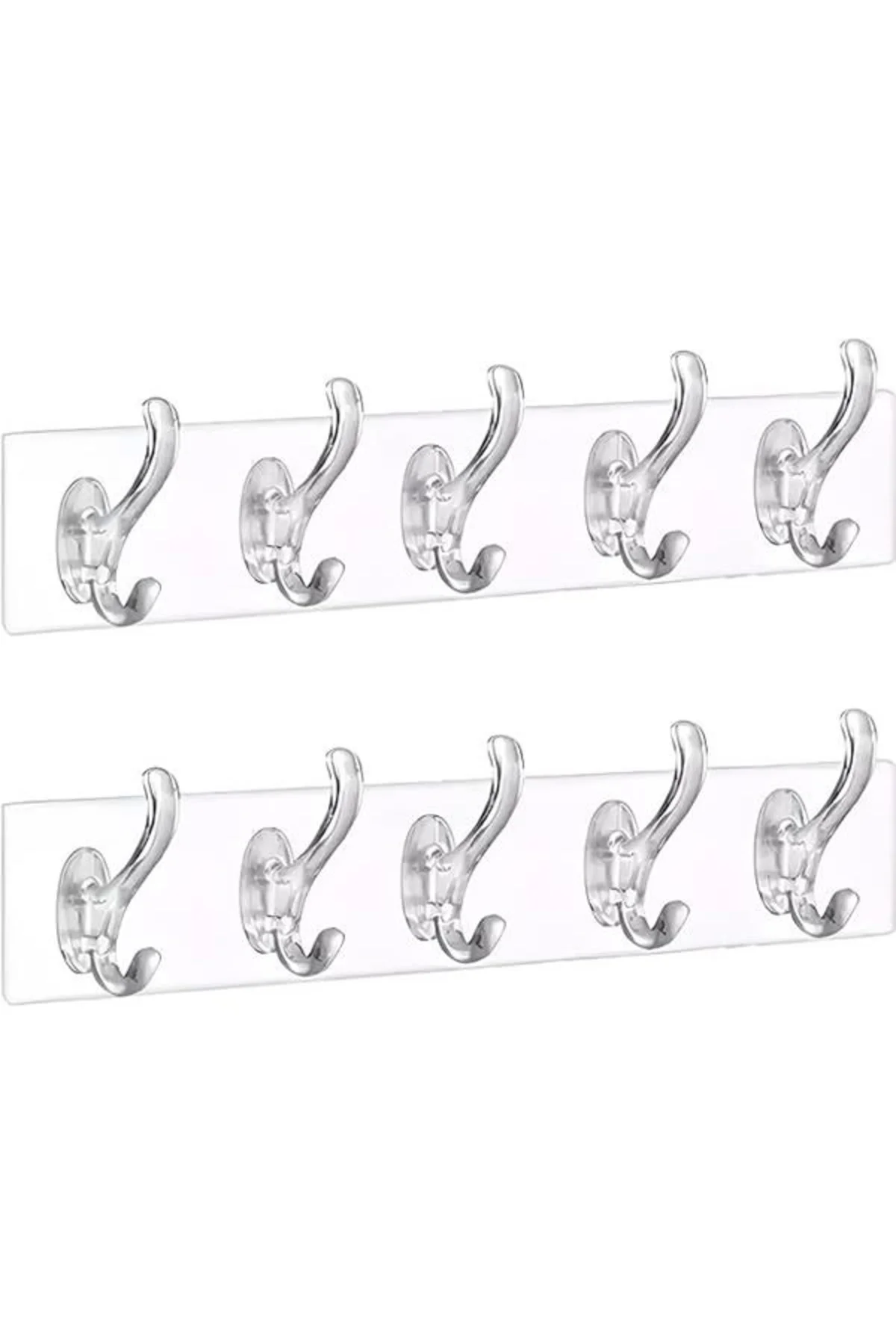 ® 2 Adet Şeffaf Duvar Askısı 5'li Iz Bırakmayan Güçlü Yapışkanlı 