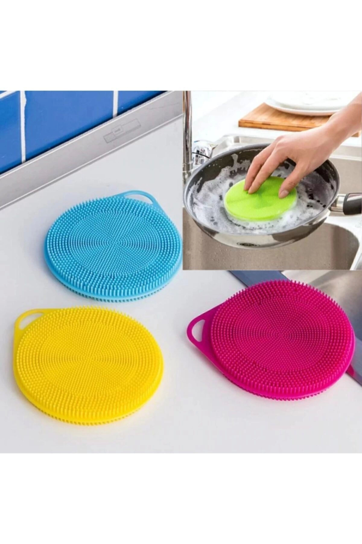 2 Adet Silikon Bulaşık Yıkama Fırçası Tükenmeyen