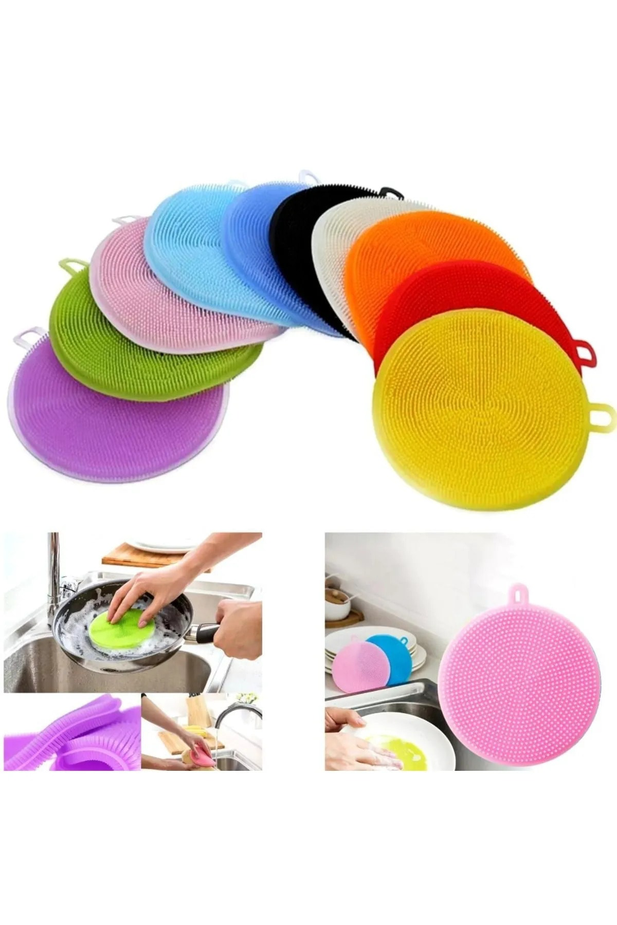 2 Adet Silikon Bulaşık Yıkama Fırçası Tükenmeyen