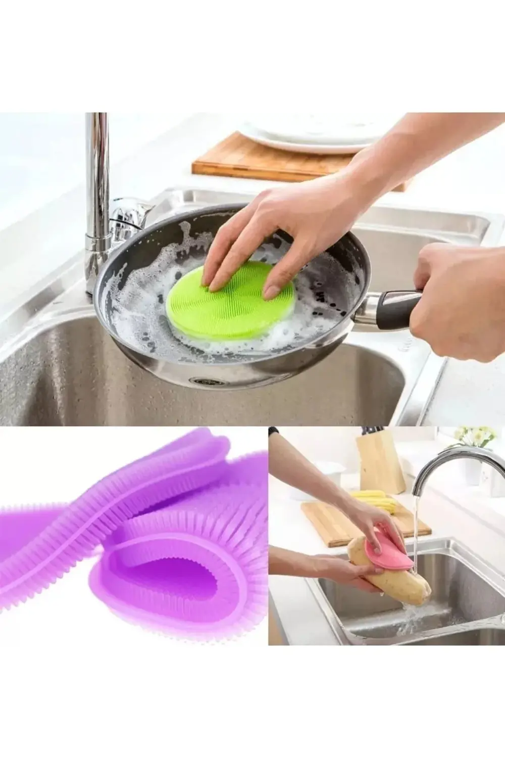 2 Adet Silikon Bulaşık Yıkama Fırçası Tükenmeyen