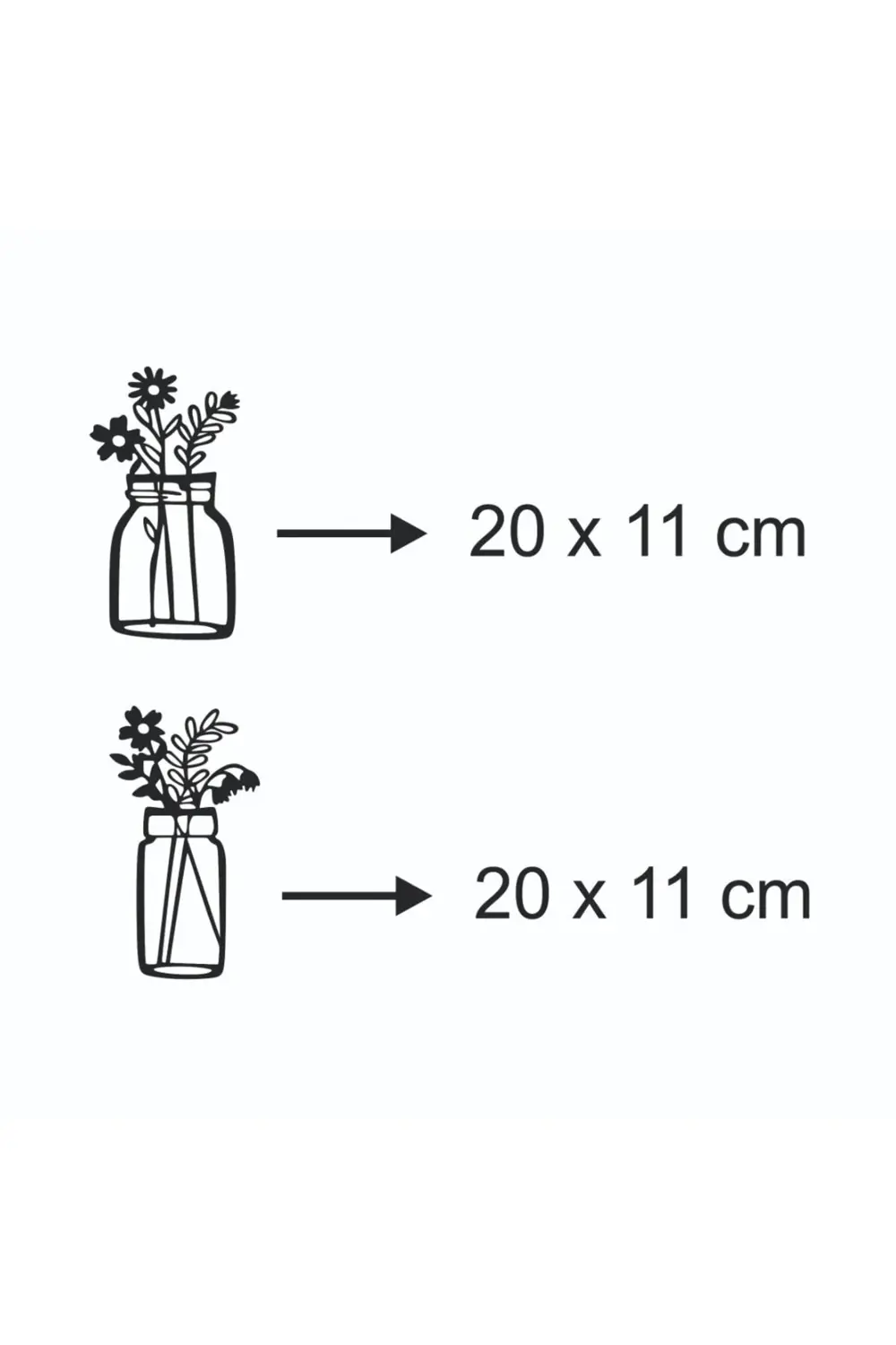 2 Adet Siyah Ahşap Saksıda Çiçek Duvar Dekoru Zenginleştirici