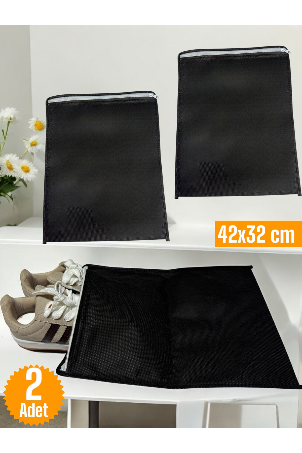 Balkan Room 2 Adet Siyah Ayakkabı Saklama Çantası Seyahat Hurcu Çok Amaçlı Fe