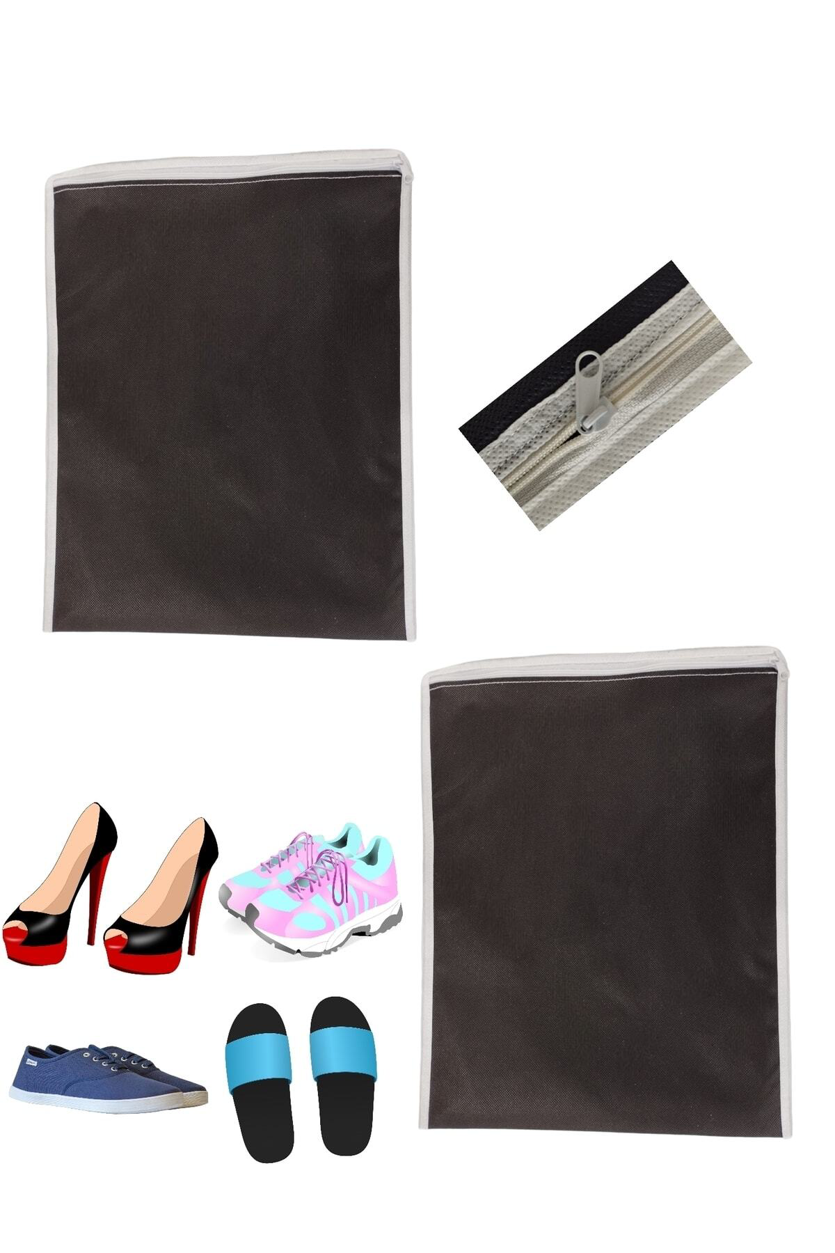 Balkan Room 2 Adet Siyah Ayakkabı Saklama Çantası Seyahat Hurcu Çok Amaçlı Fe